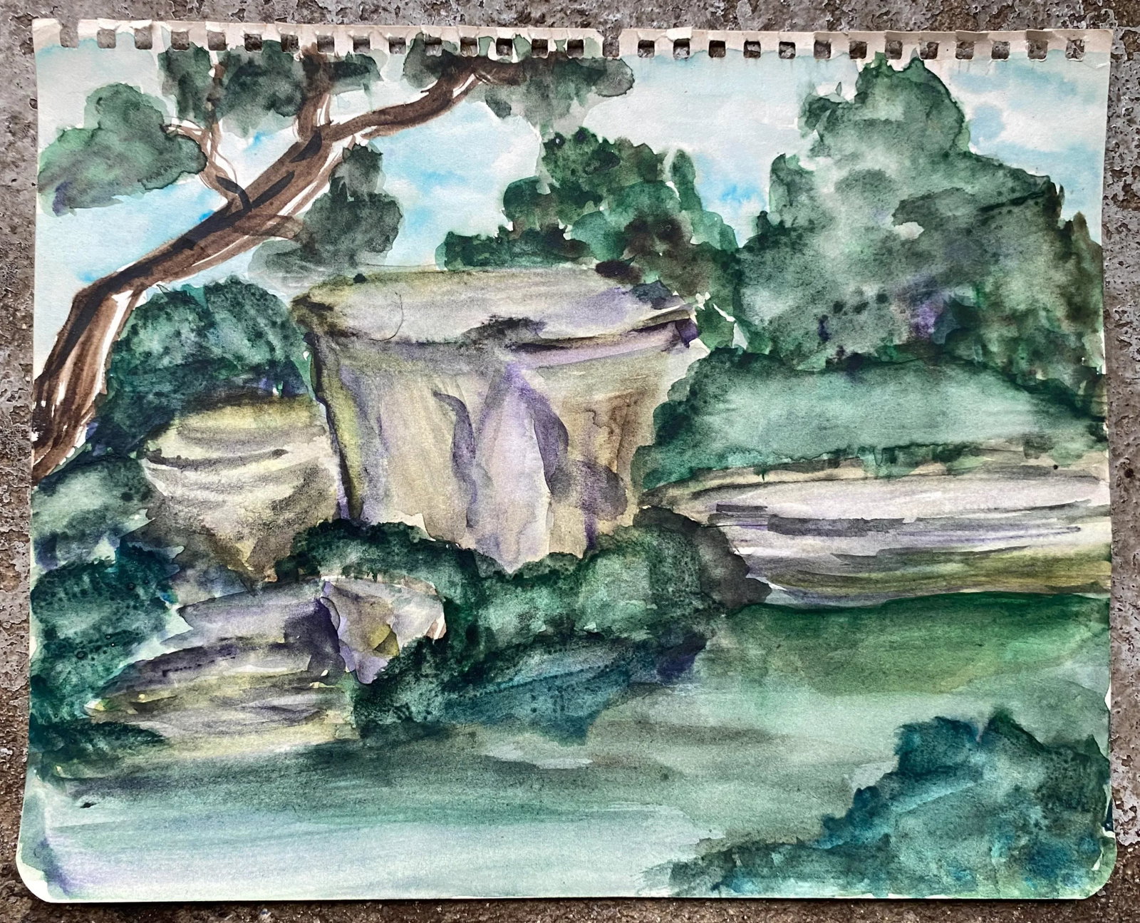 1950s Landscape Watercolor by Virginia Spencer - 2