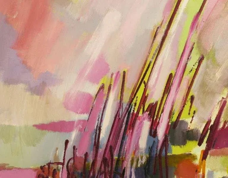 Amethyst & Yellow Abstract Oil on Canvas Titled "Everglades" - 4