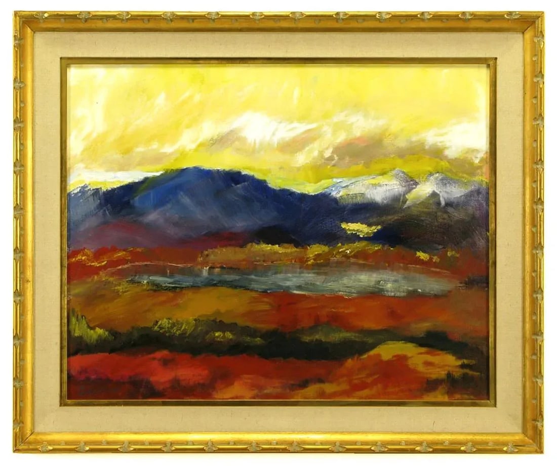 Expressionist Landscape Oil Painting by Barbara Leadabrand, American,(1922-1994) - 8