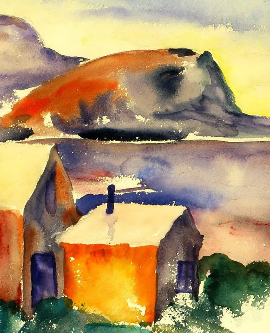 Vibrant Water Color of a Mountain Homestead, Signed Brockway - 5
