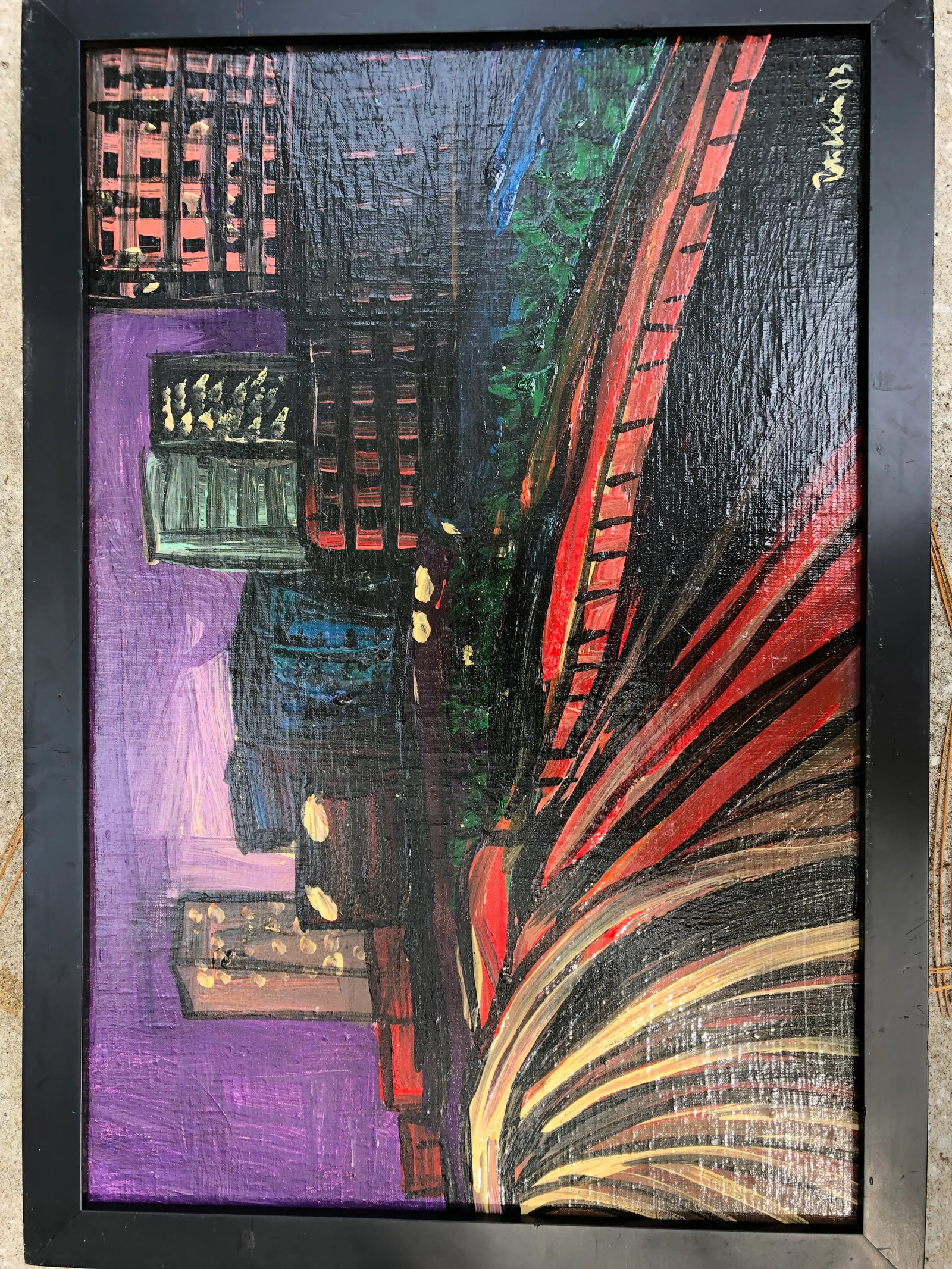 2003 Peter Robert Keil Signed 'Metropolis of Los Angeles Intricat Freeway' Abstract Cityscape Purple - 13