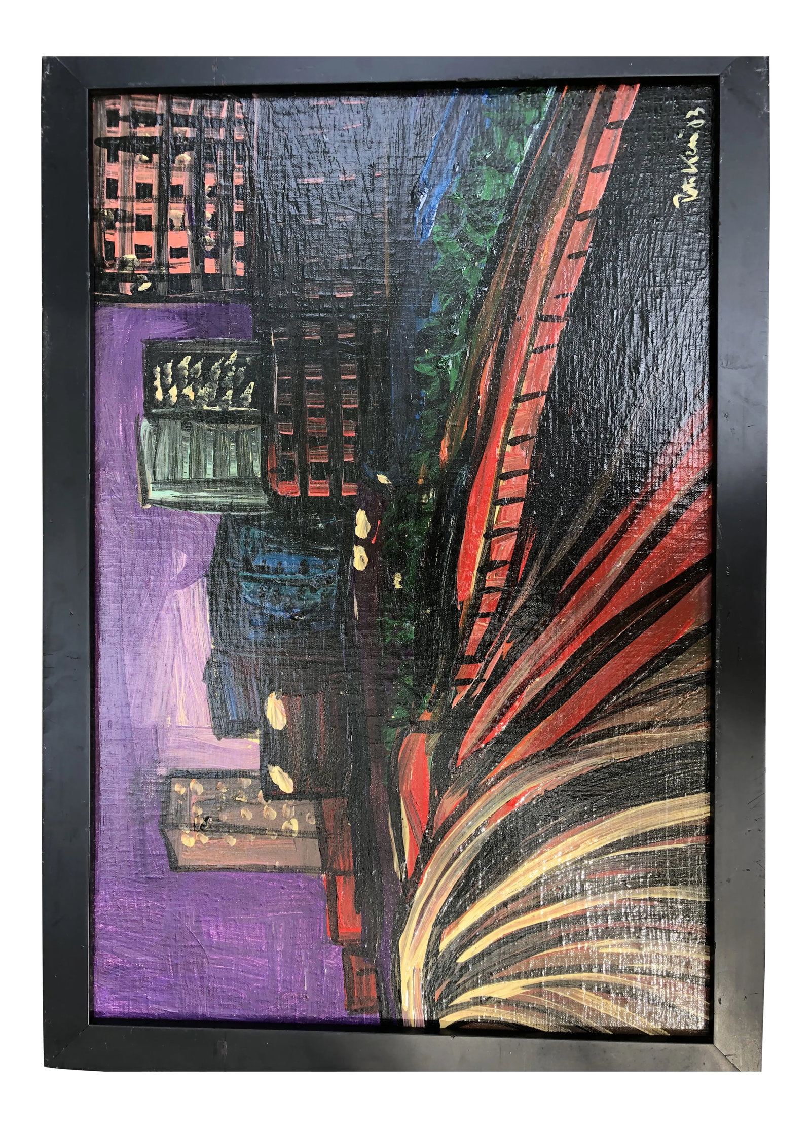 2003 Peter Robert Keil Signed 'Metropolis of Los Angeles Intricat Freeway' Abstract Cityscape Purple: Peter Keil has produced many beautiful Abstract city scenes notably in Berlin,Miami and NYCl but a Los Angeles Freeway scene is an absolute rarity. Stunning Quality detailed MediumAbstract