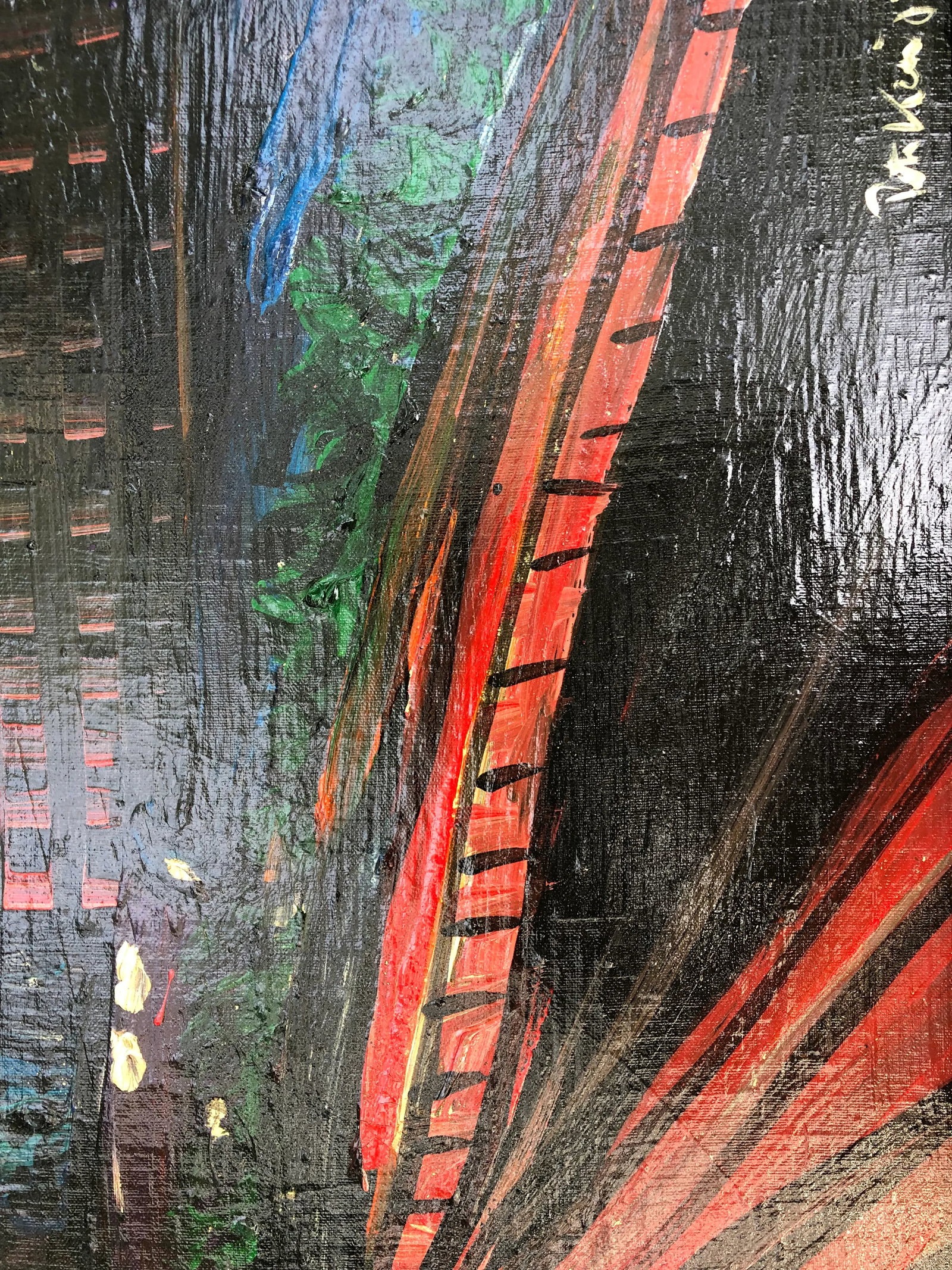 2003 Peter Robert Keil Signed 'Metropolis of Los Angeles Intricat Freeway' Abstract Cityscape Purple - 5