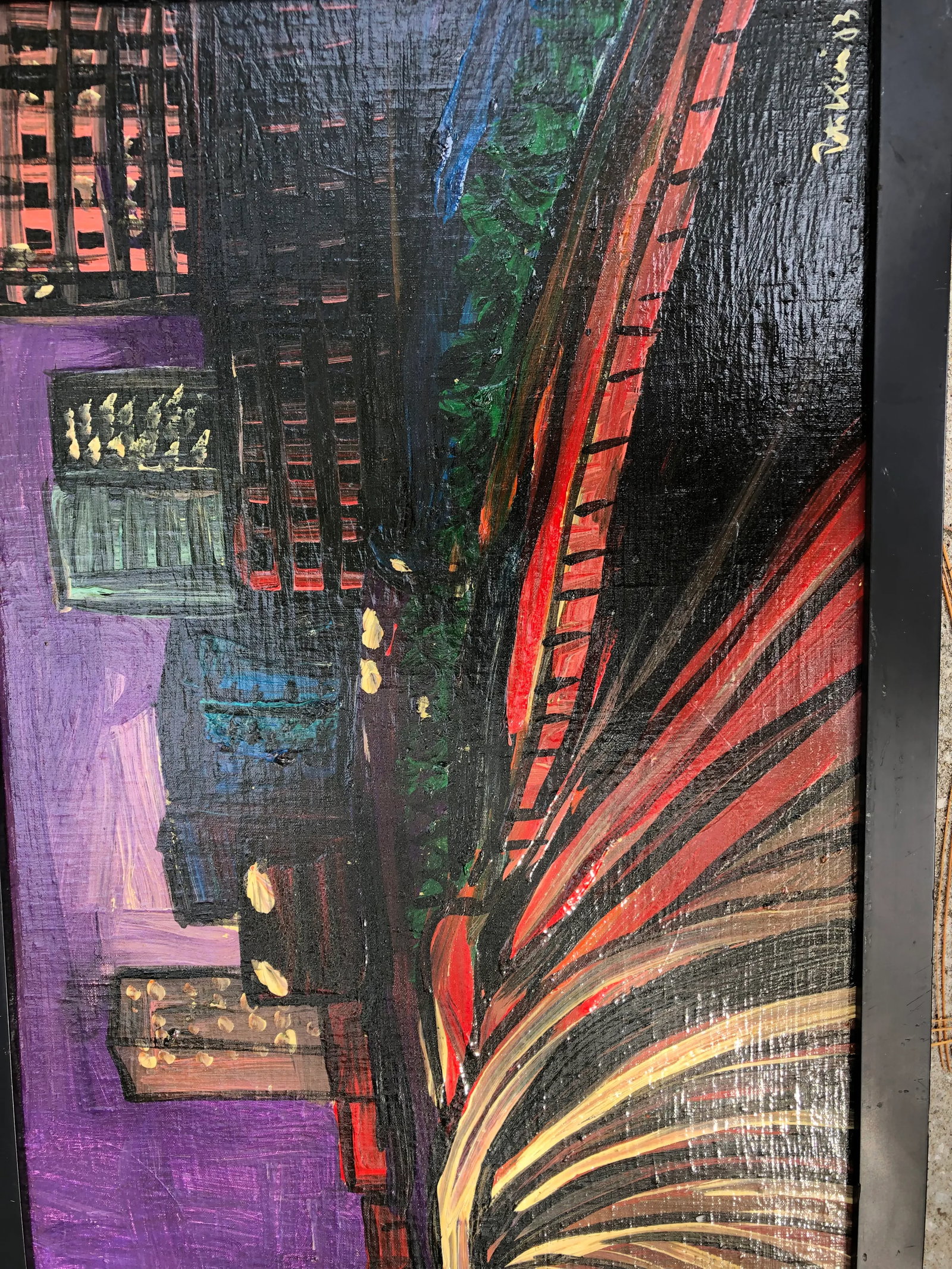 2003 Peter Robert Keil Signed 'Metropolis of Los Angeles Intricat Freeway' Abstract Cityscape Purple - 9
