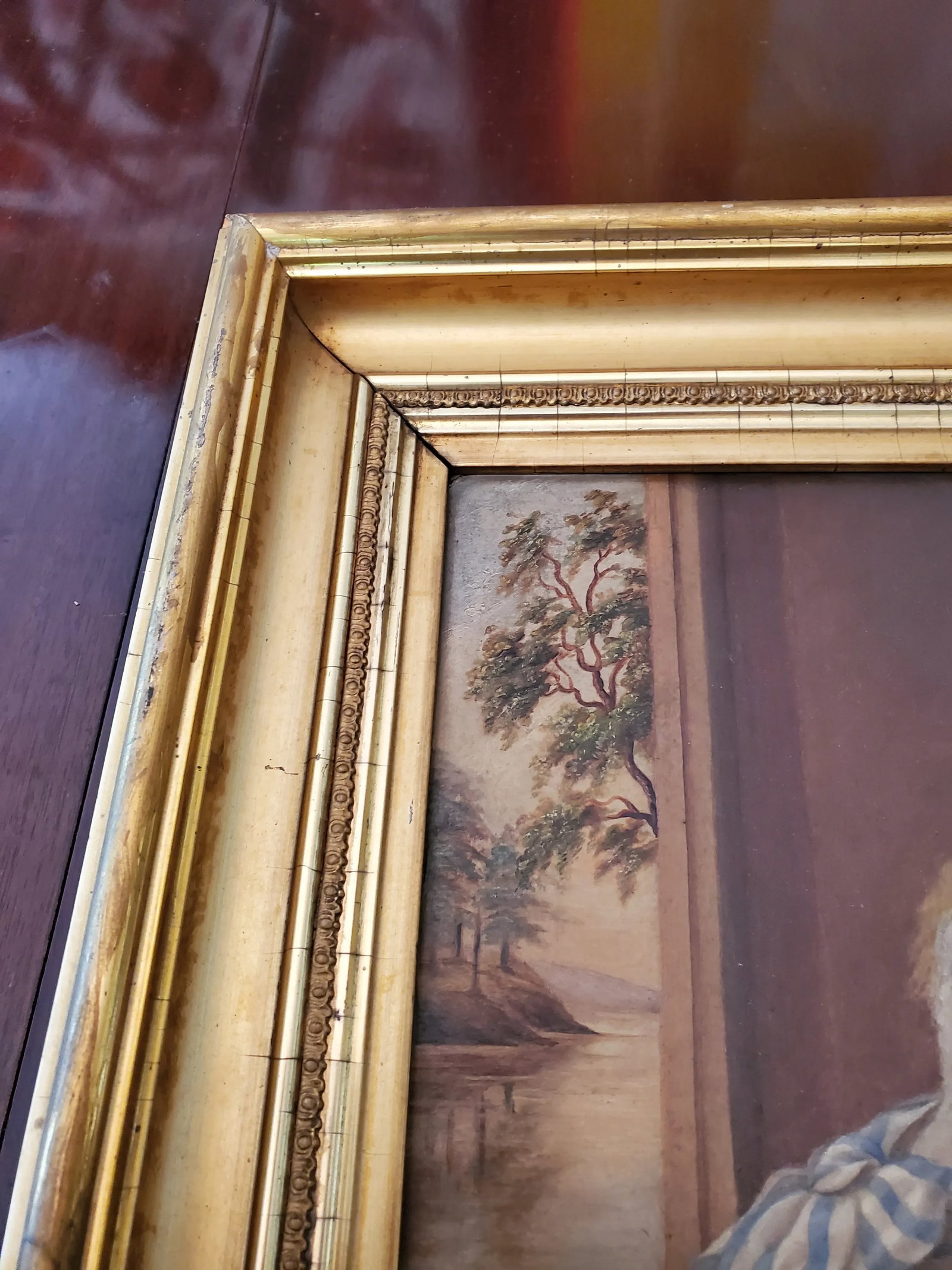 Early 19th Century Antique Americana Painting of a Little Girl Gold Leaf Frame - 6