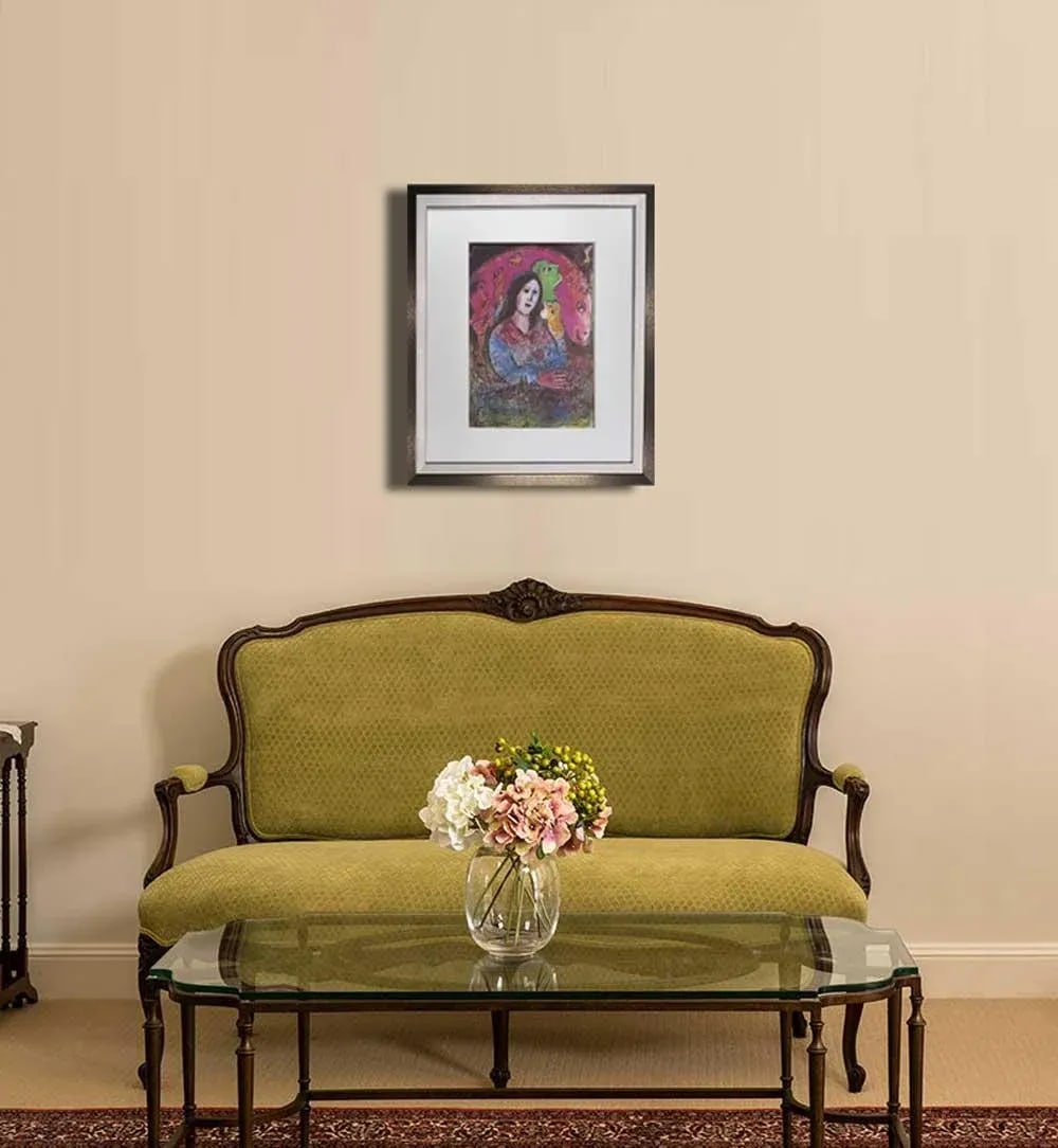 Marc Chagall Lithograph Sign Limited Edition "Thought" W/ Frame Included - 2