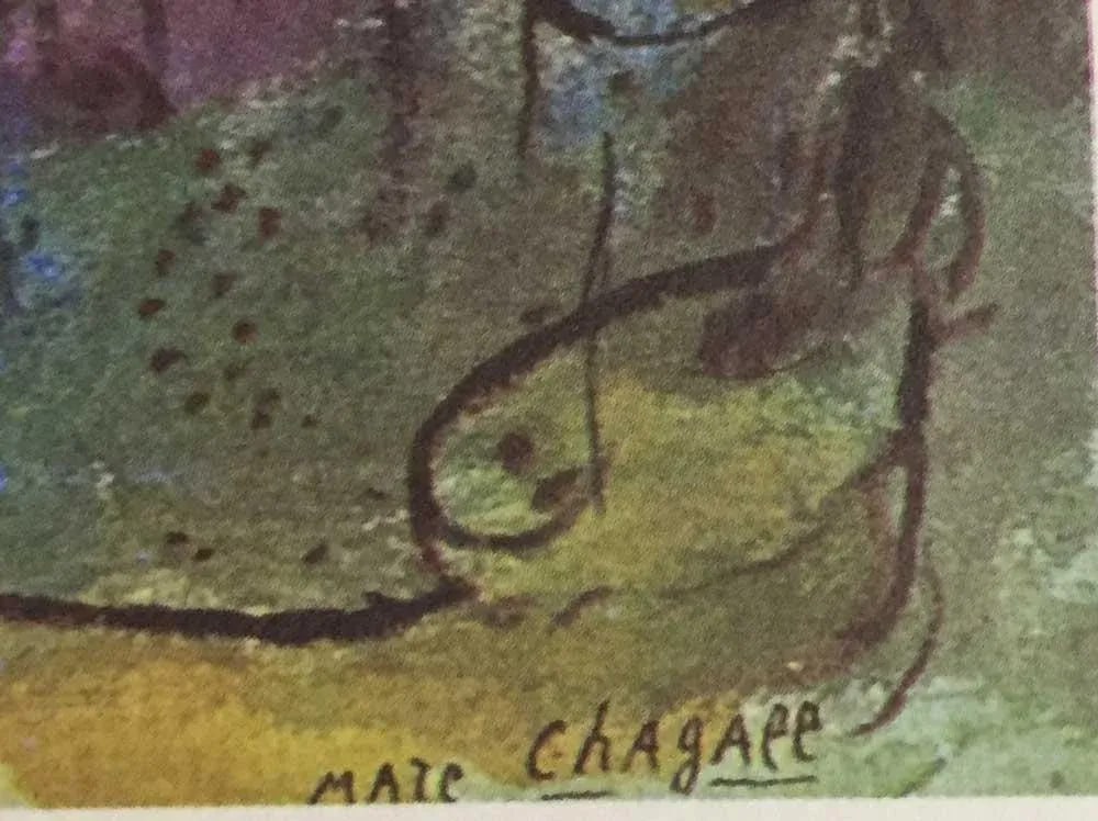 Marc Chagall Lithograph Sign Limited Edition "Thought" W/ Frame Included - 4