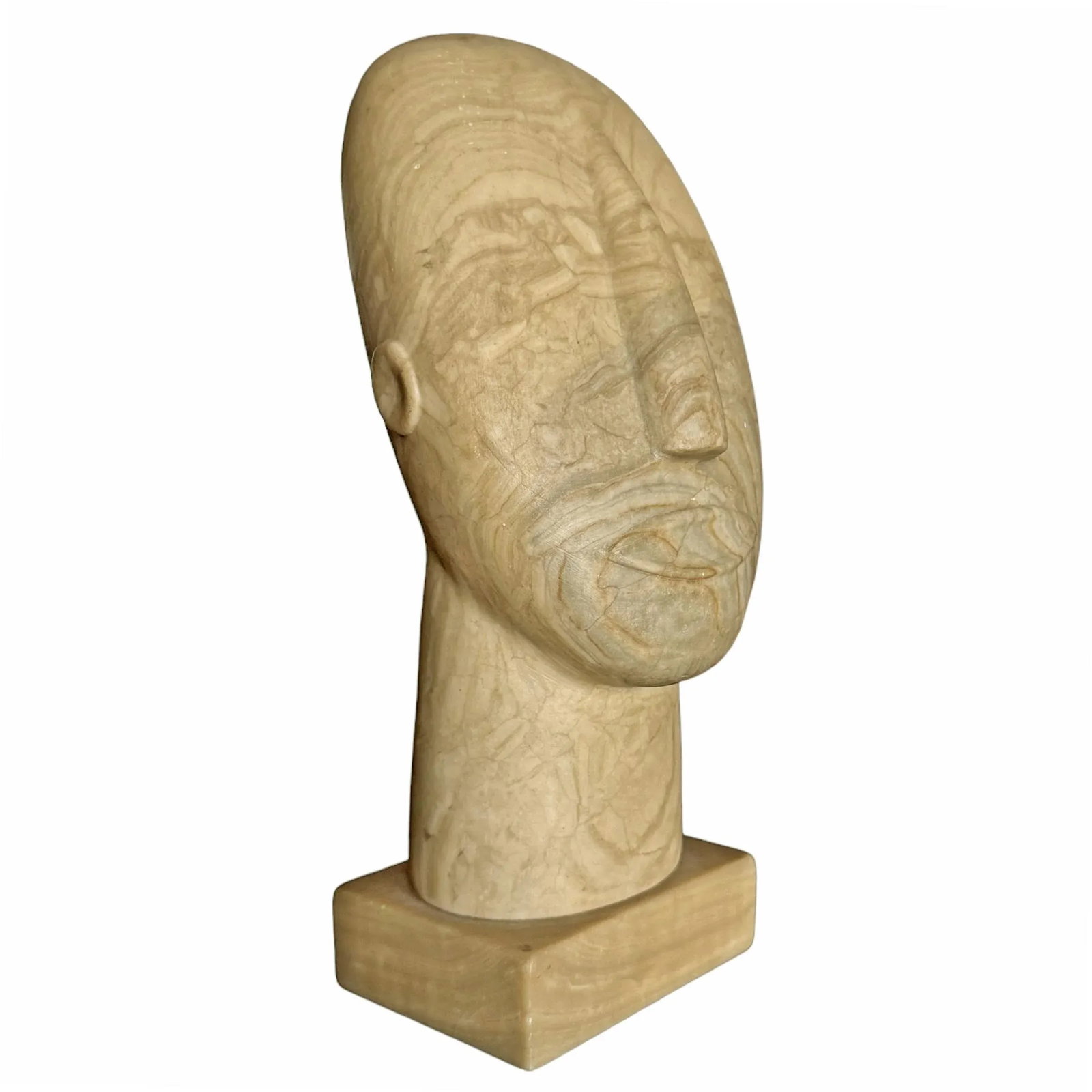 Modernist Carved Stone Portrait Bust - 4