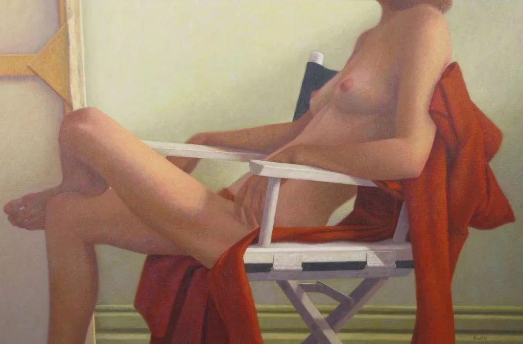 Robert Kinsell 56" X 41" Oil Painting of Nude Woman at Repose - 4