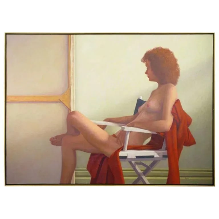 Robert Kinsell 56" X 41" Oil Painting of Nude Woman at Repose - 8