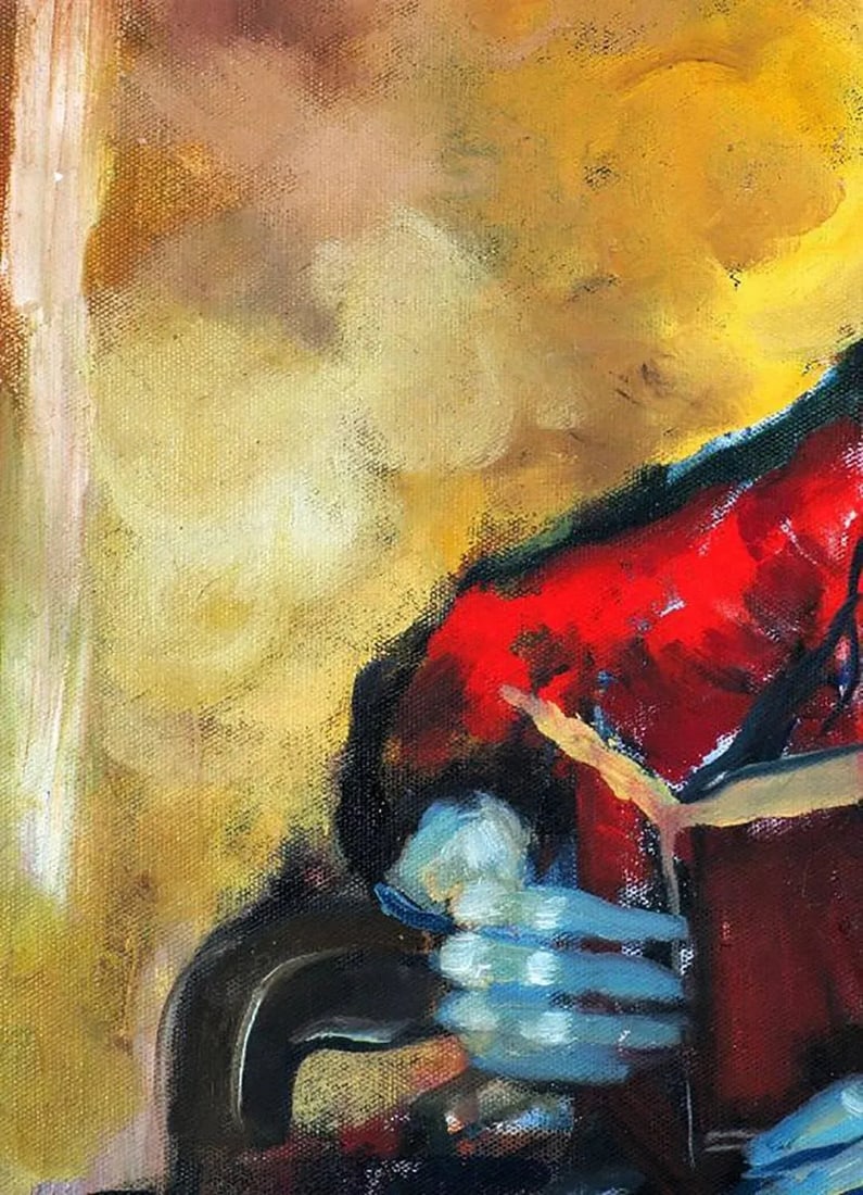 Large and Colorful Expressionist Portrait Signed an Hua Hsiung - 4