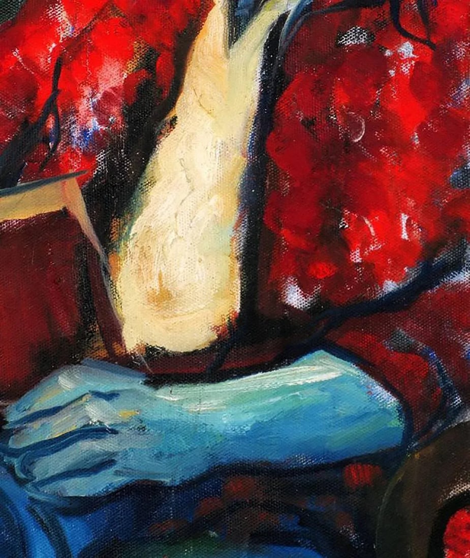 Large and Colorful Expressionist Portrait Signed an Hua Hsiung - 5