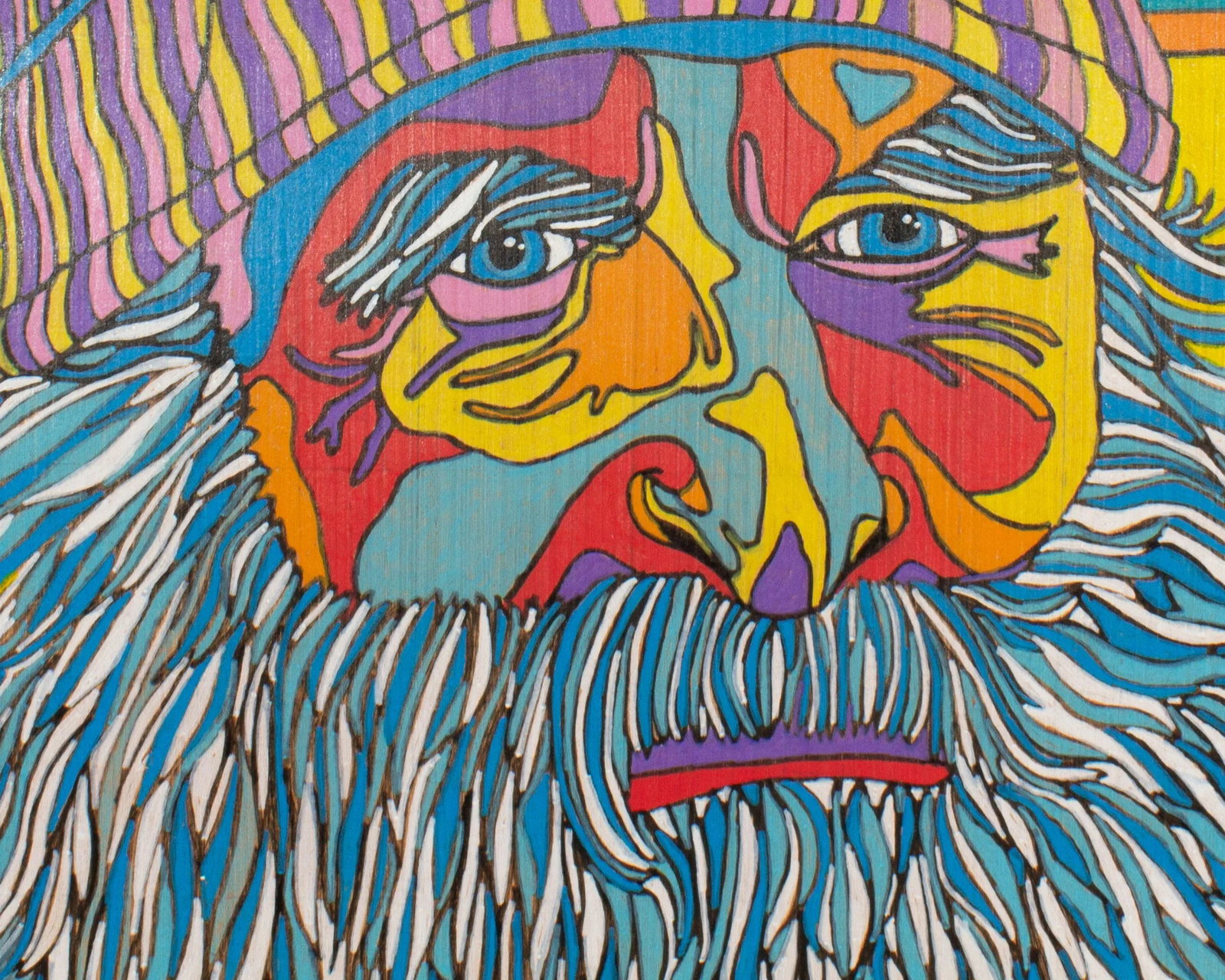 Abstract Signed Mixed Media Portrait of a Bearded Man by r.a. Buys - 4