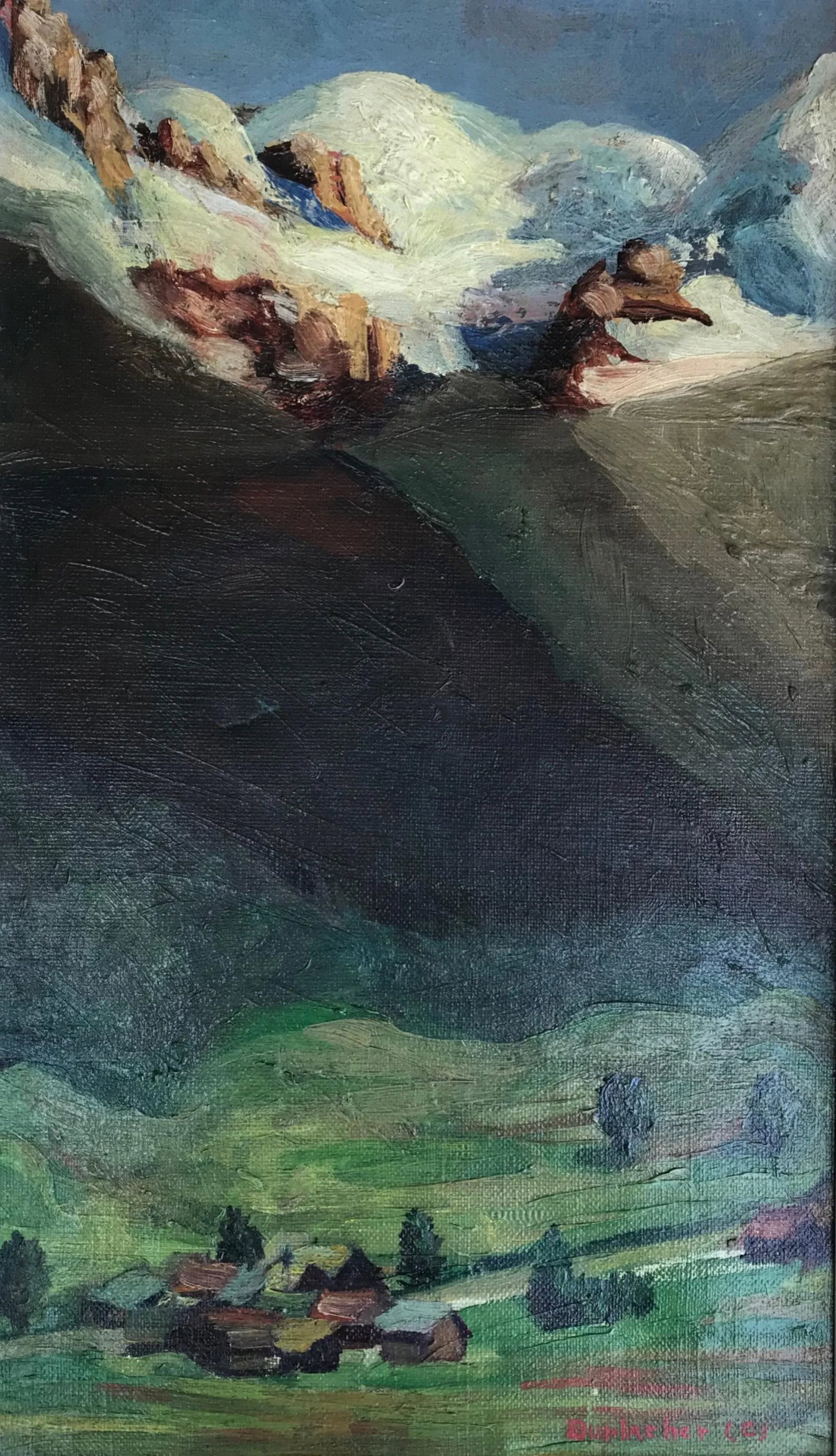 1930s Vintage Ruth Durlacher Alpine Landscape Oil on Canvas Framed Painting - 2