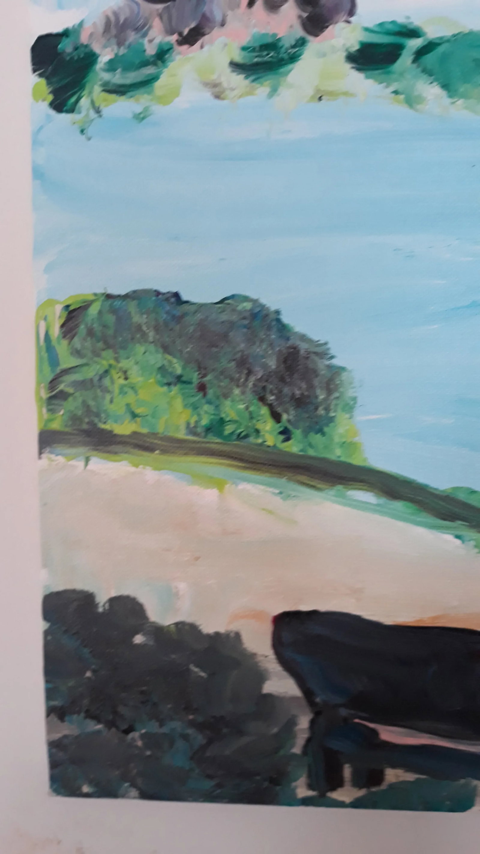 Robert Sundholm "Couple on Bench at the Hudson" Painting. Outside Art - 6