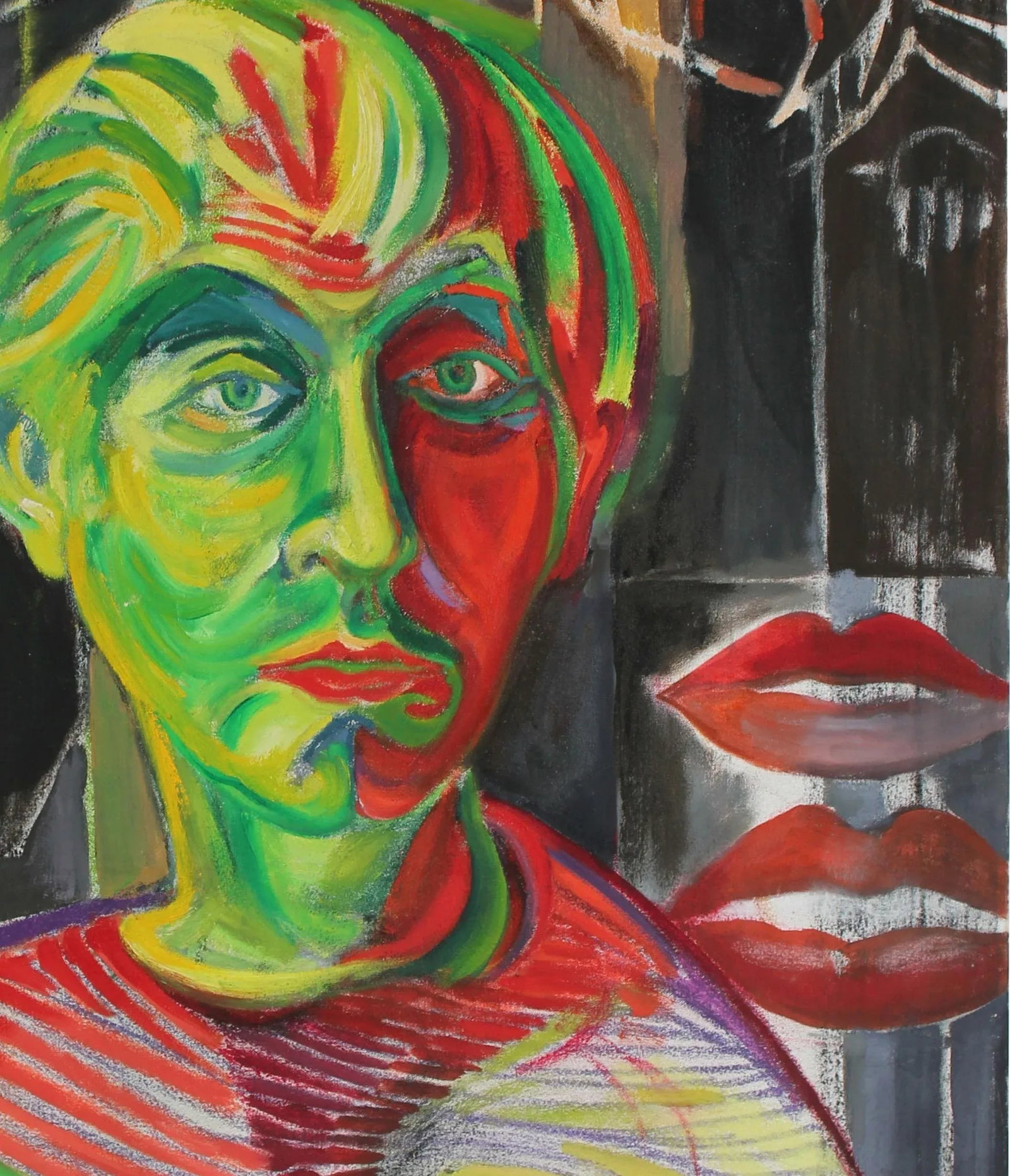 Seymour Tubis Fauvist Self Portrait of the Artist, Oil on Canvas Painting - 2