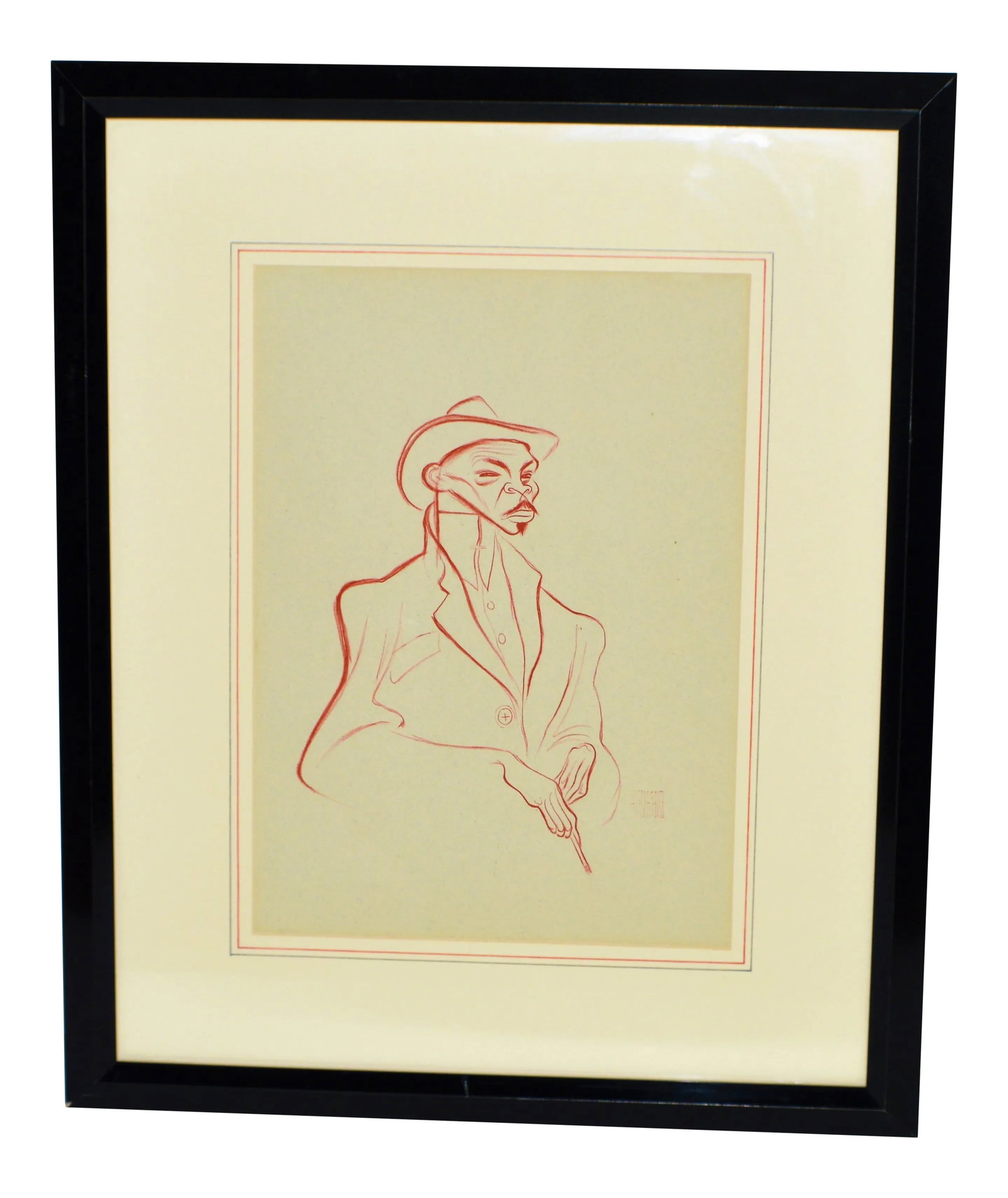 Al Albert Hirschfeld Harlem Reefer Man Lithograph Print: Albert Hirschfeld (American, 1903-2003) This 1941 framed lithograph on handmade paper signed in plate is from the portfolio Harlem as Seen by listed artist Hirschfeld). titled Reefer Man in overcoat