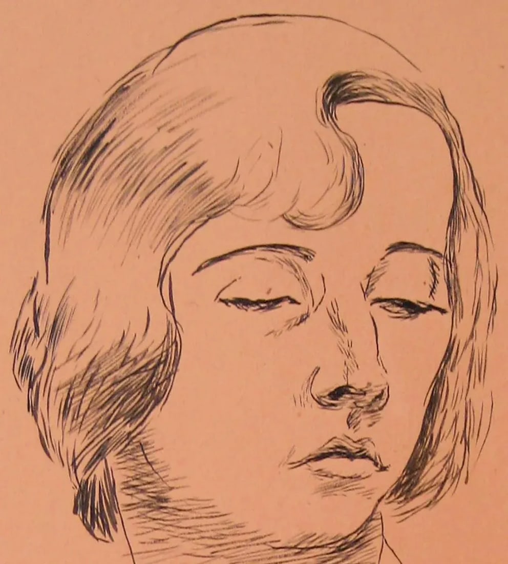 Helen Sewell Rennie Portrait of a Woman in Ink, Mid 20th Century Circa 1940s - 2