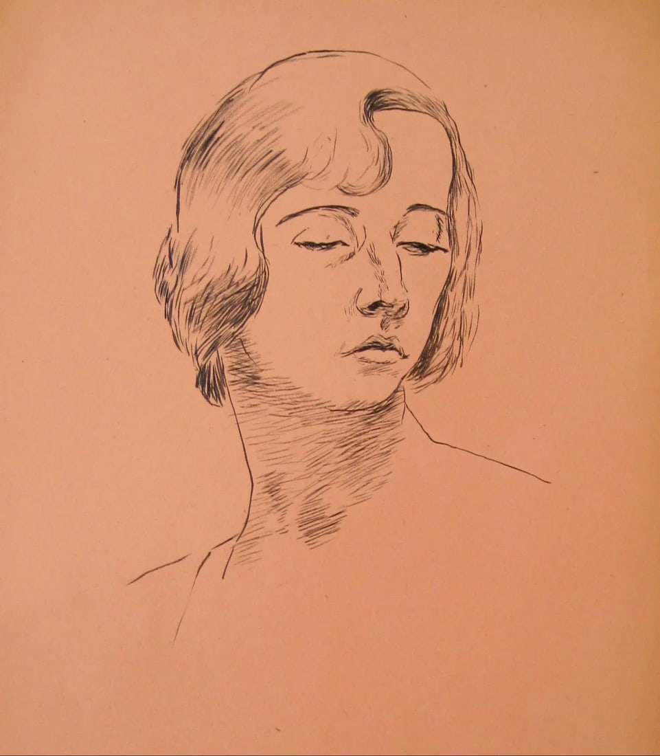 Helen Sewell Rennie Portrait of a Woman in Ink, Mid 20th Century Circa 1940s - 3