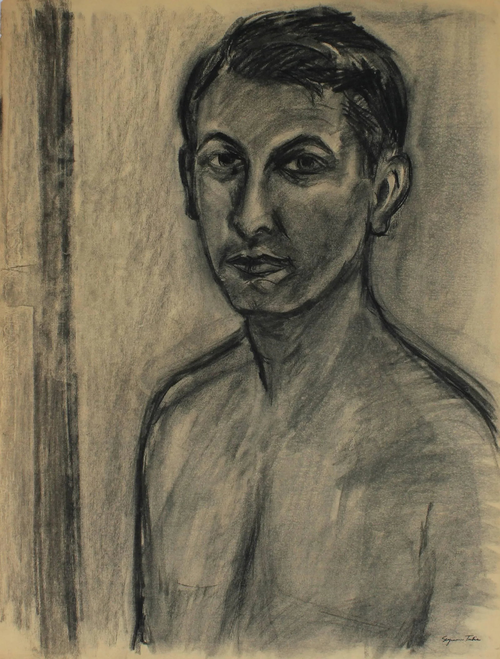 Seymour Tubis Artist Self Portrait in Charcoal, Circa 1950 Circa 1950s - 4