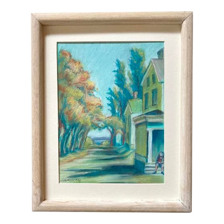 Framed Impressionist Original Pastel Painting of Colorful Plein Air Landscape, "Autumn Avenue": Framed original, affordable art! "Autumn Avenue" refreshing, plein air pastel painting done on a sunny fall day at a local historical site. Mixed media of gesso, acrylic and high quality soft pastels 