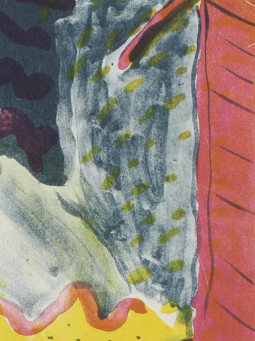 Michael L. Mason Colorful Abstracted Landscape Lithograph on Paper With Pink and Yellow, 1952 1952 - 3