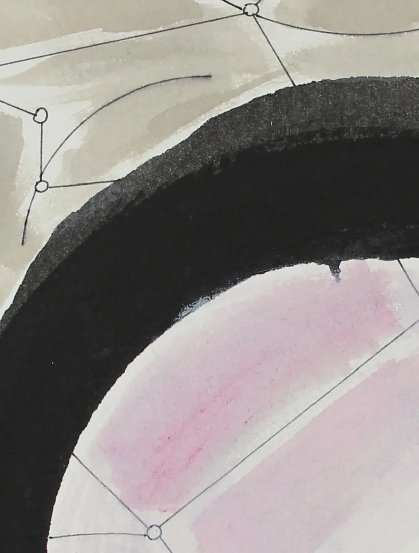 Rob Delamater "Desert Constellation Iv" New Mexico, Abstract in Gouache and Ink W/ Pink, 2017 - 2