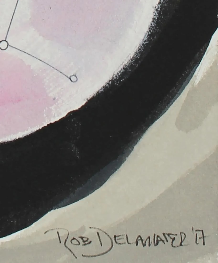 Rob Delamater "Desert Constellation Iv" New Mexico, Abstract in Gouache and Ink W/ Pink, 2017 - 3