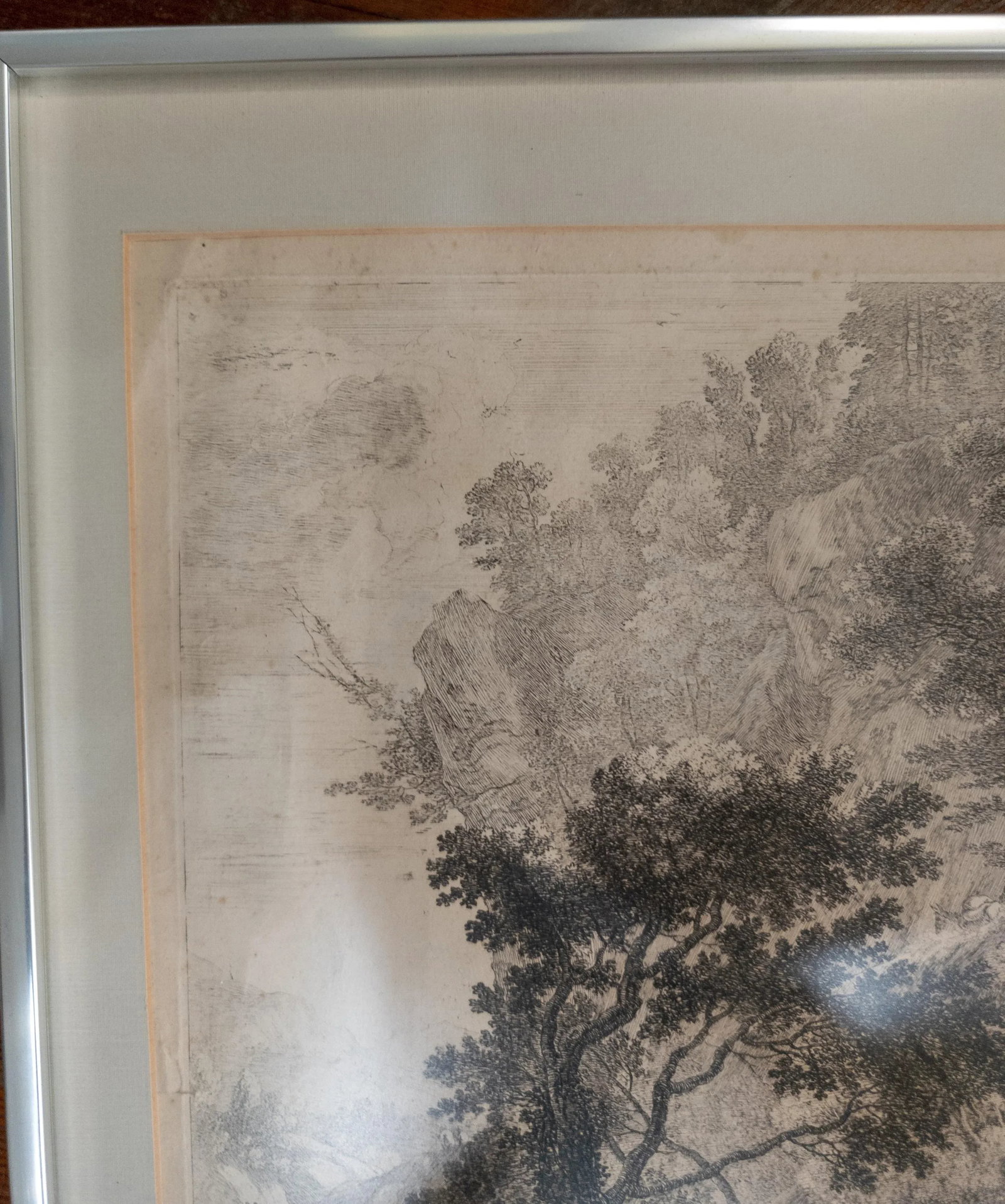 17th Century Copper Engraving Old Master Landscape Print by Herman Van Swanevelt "The Mountain" - 2