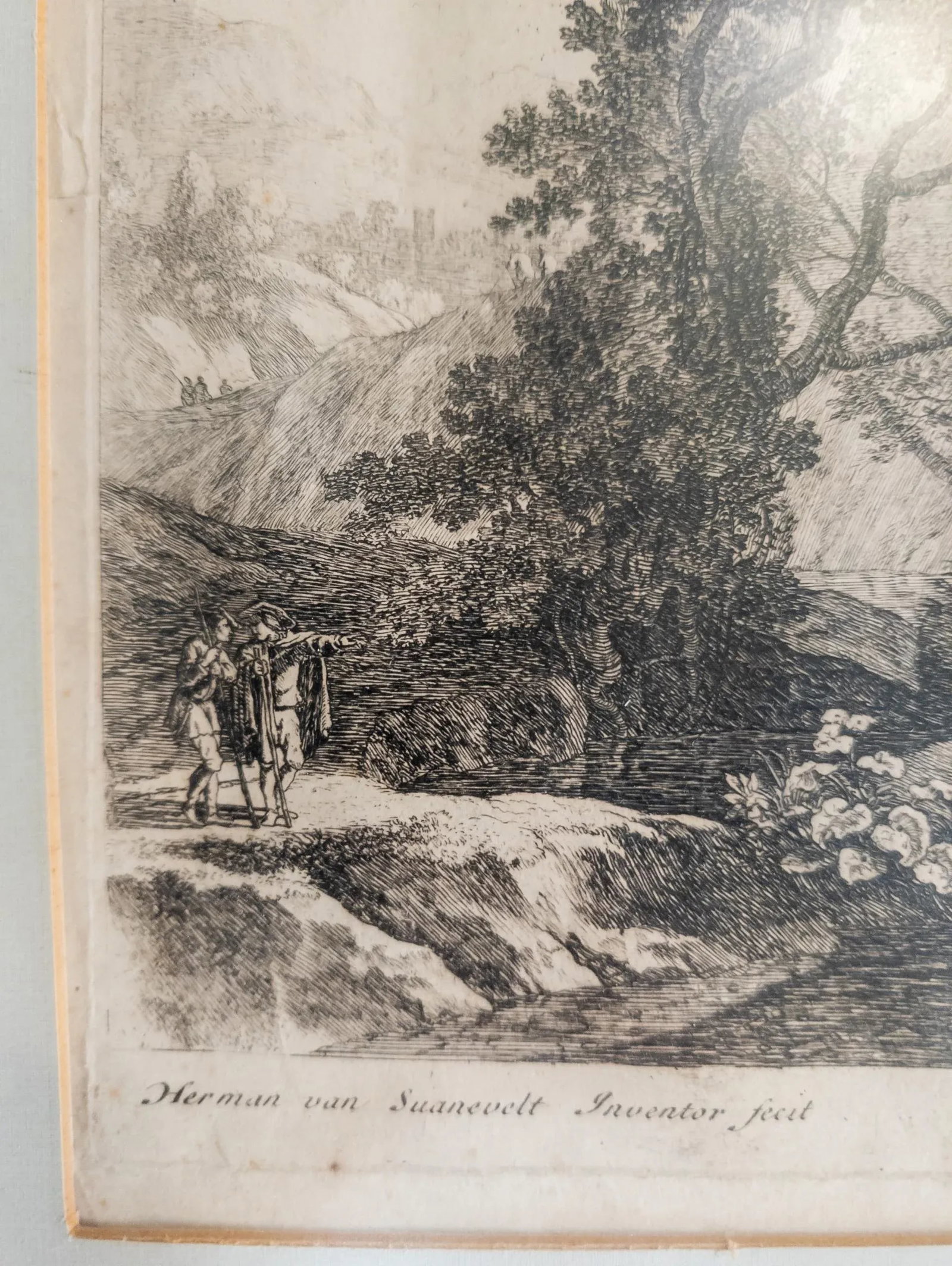 17th Century Copper Engraving Old Master Landscape Print by Herman Van Swanevelt "The Mountain" - 6