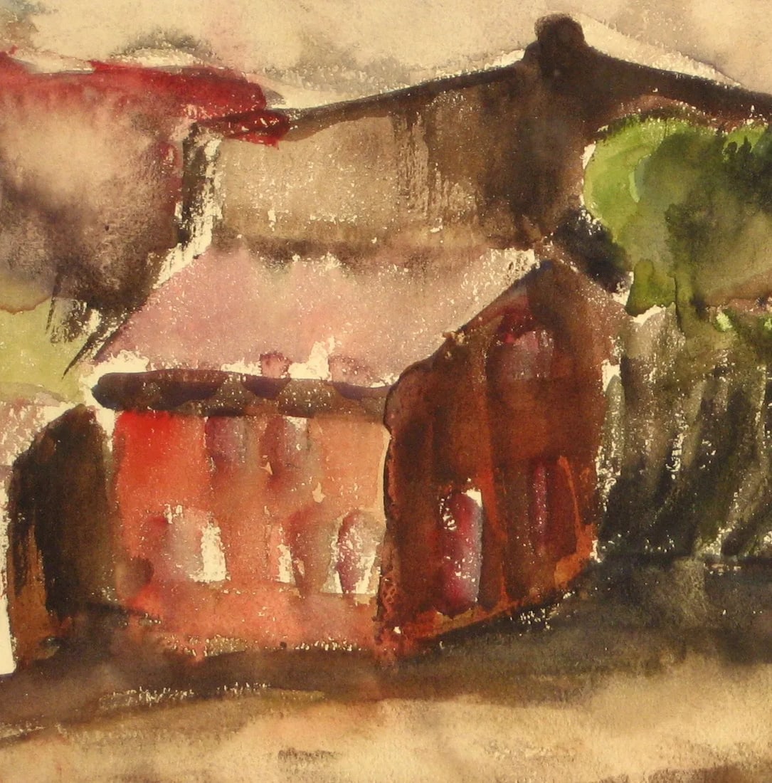R. Van Wingerden Bay Area Ranch Scene Watercolor - 2