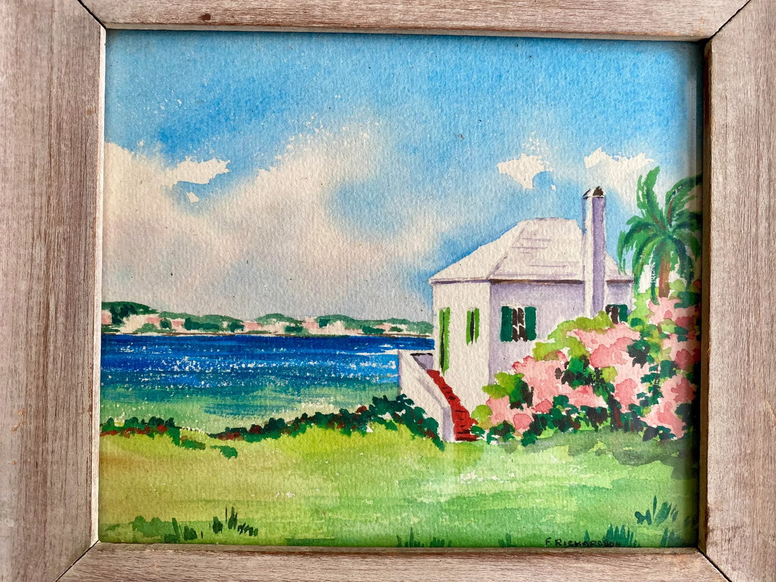 Small Vintage Watercolors of Bermuda Signed F Richardson - a Pair, Framed - 10