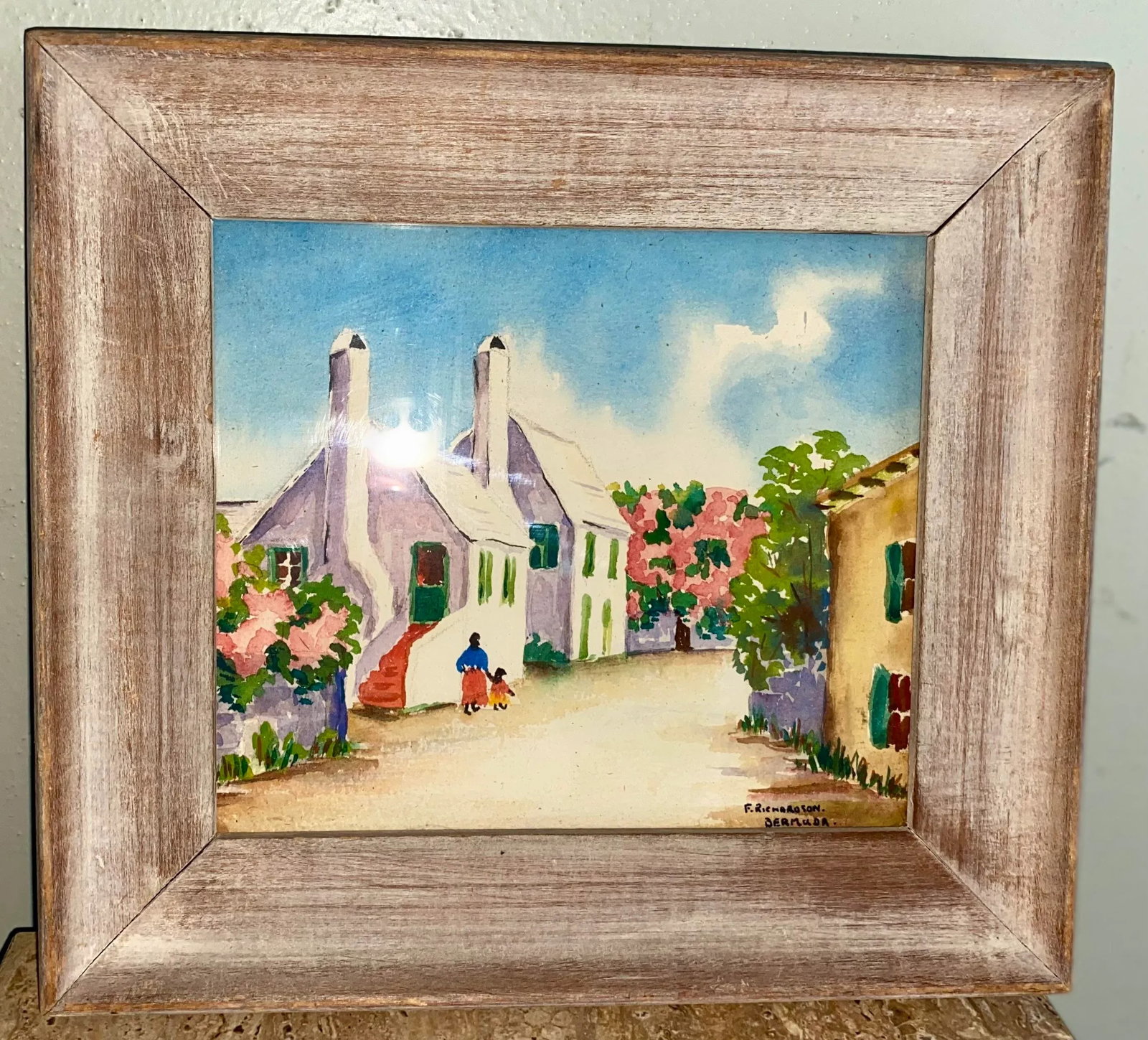 Small Vintage Watercolors of Bermuda Signed F Richardson - a Pair, Framed - 2