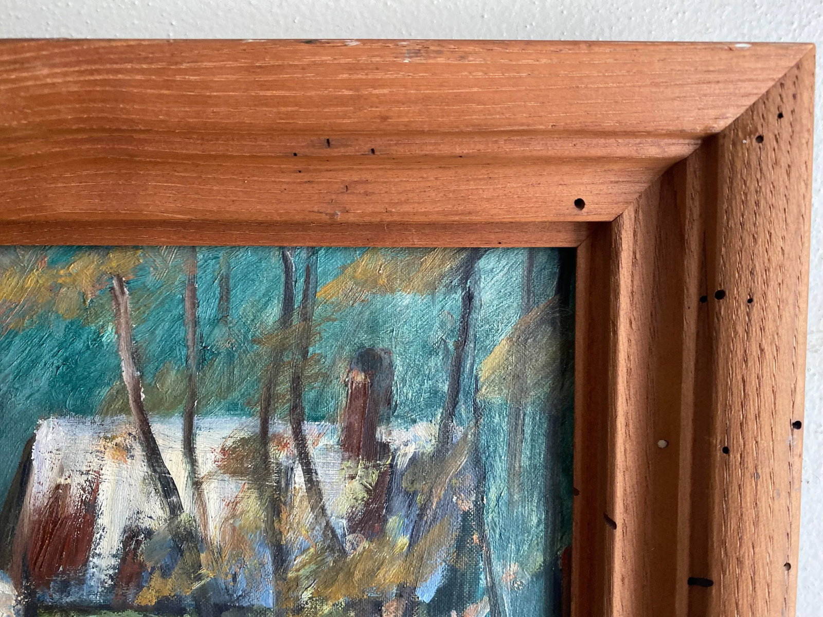 Vintage Wpa Style Winter Scene Painting Signed Heldman - 4