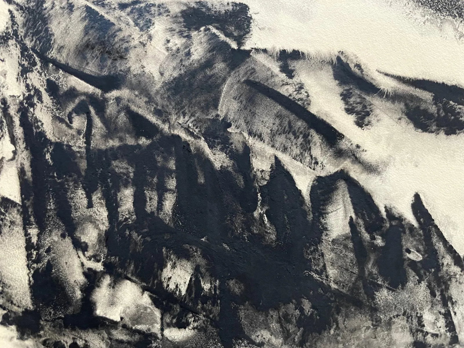 1970s Jeanne Moment Sumie and Oil Pastel Landscape Painting, Framed - 3