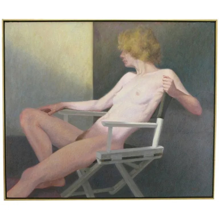 Robert Kinsell 33"x 39" Oil Painting of Reclining Nude Woman - 8