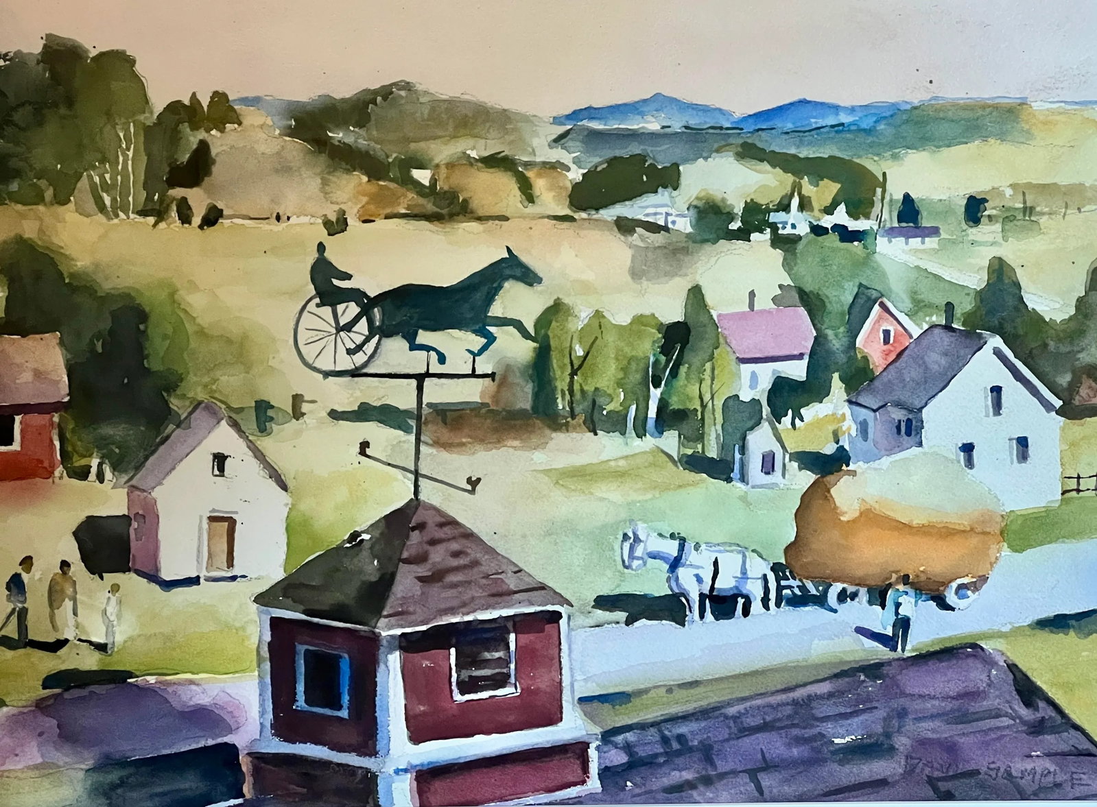 1940s Signed Paul Sample Vermont Landscape Watercolor Painting, Framed - 2