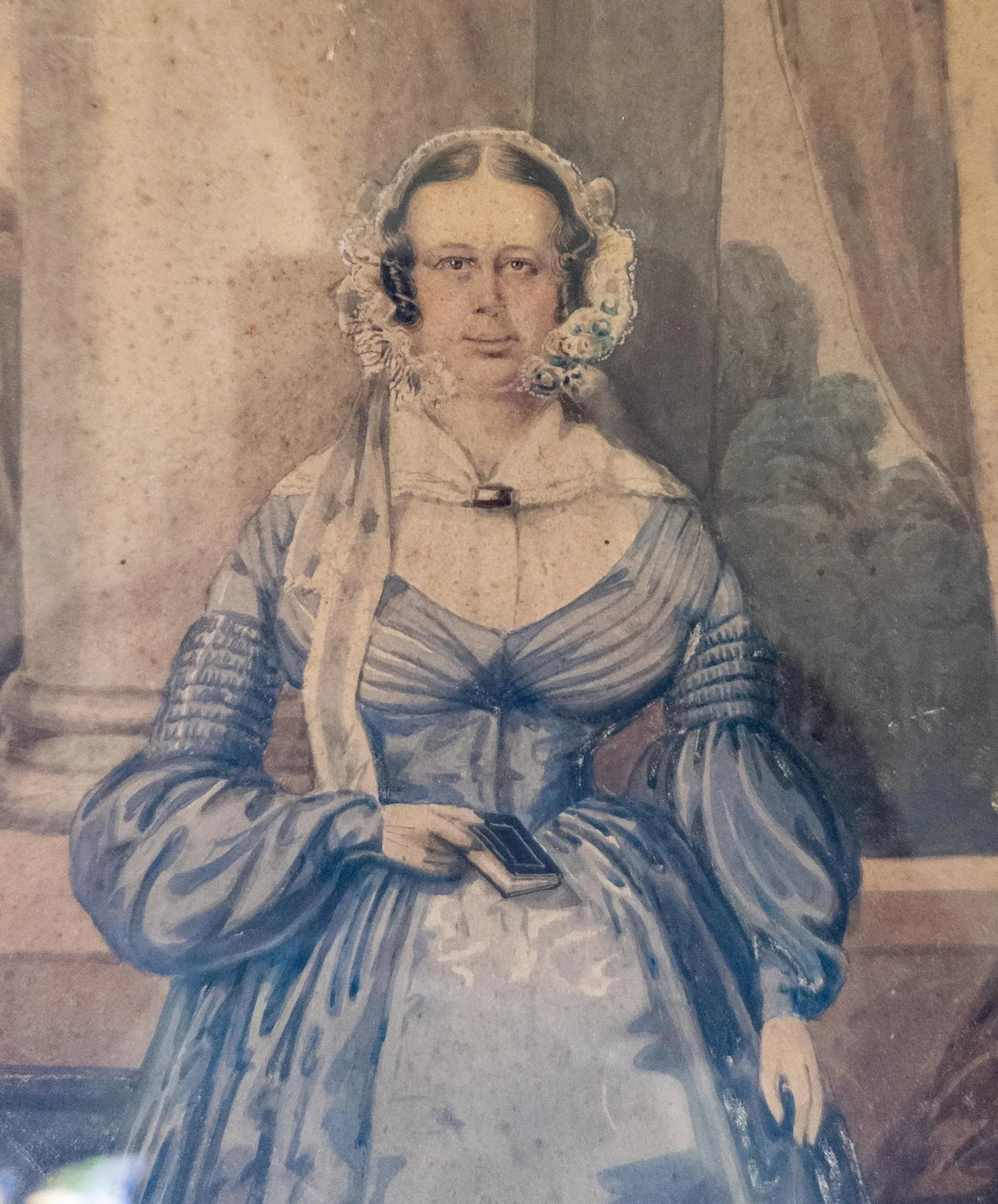 19th Century English Watercolor Portrait Painting of a Lady, Signed H Gilbert - 7