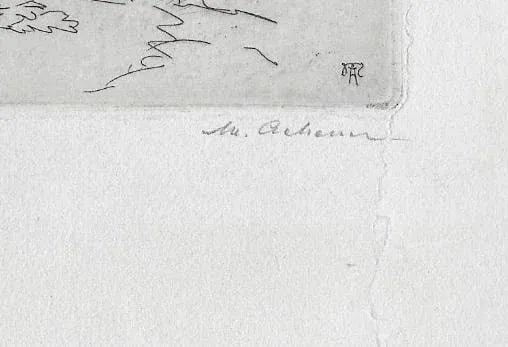 Maurice Achener Windmill Etching - 2