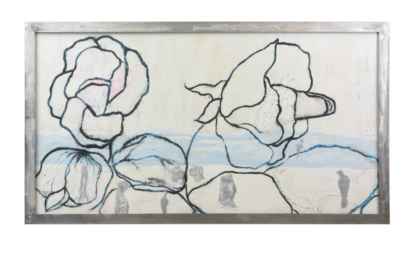 Signed Robert Bery Oil on Canvas Rectangle Painting Titled" Guns and Roses" - 2
