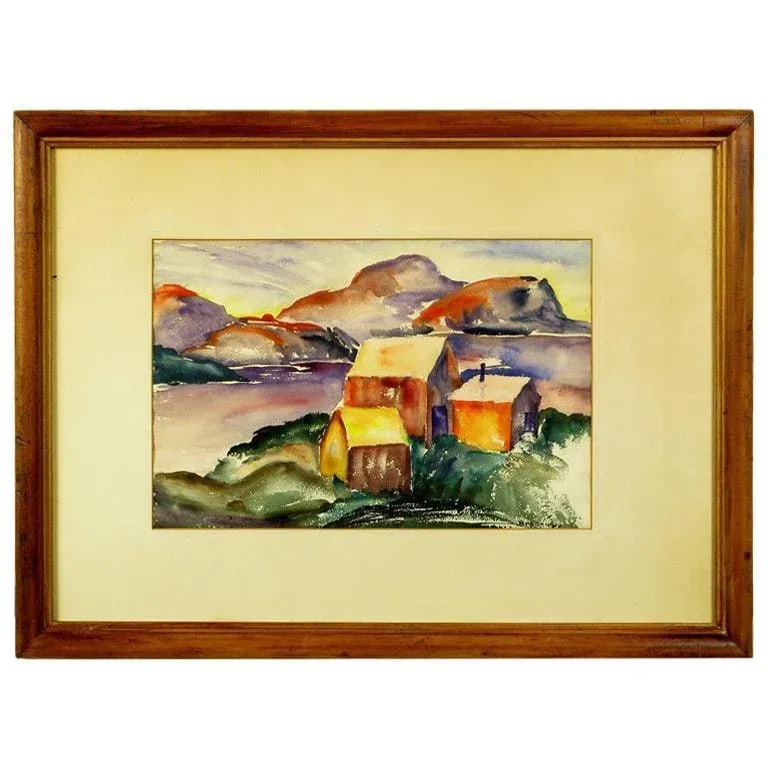 Vibrant Water Color of a Mountain Homestead Signed Brockway. - 9
