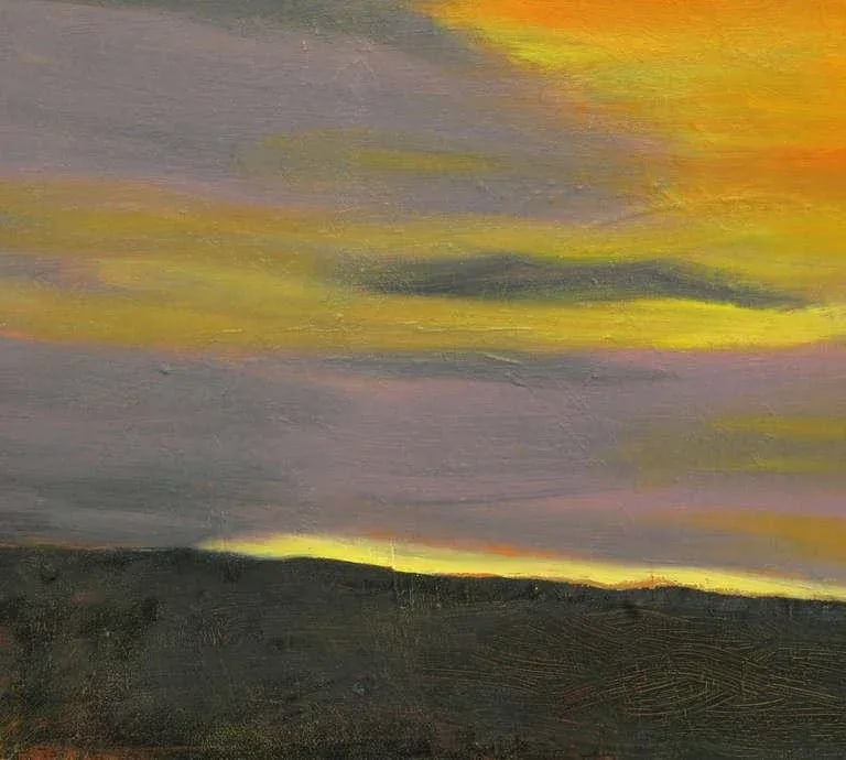 Vibrant Orange, Lavender and Black Impasto Oil on Canvas Signed F. Benson - 4