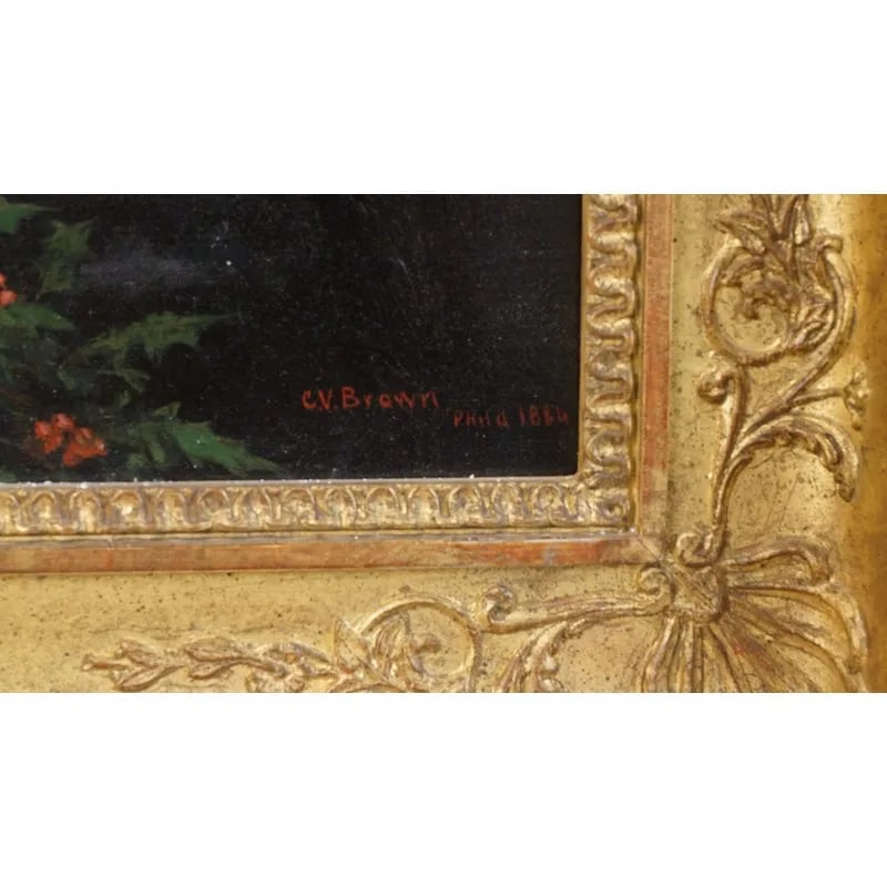 19th Century "Enjoying Winter" by Charles v. Brown Oil on Canvas - 6