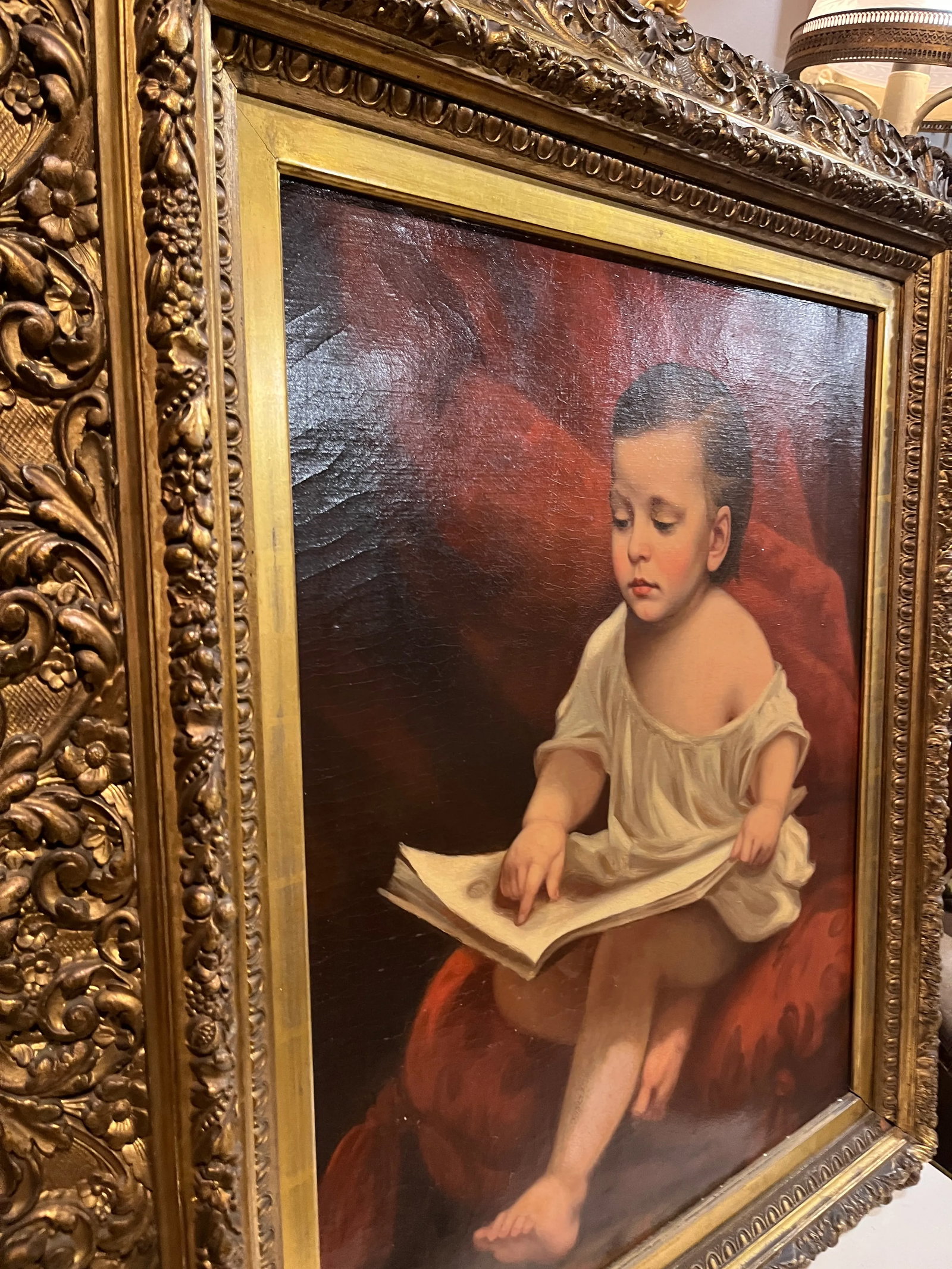 19th Century Painting of Young Boy Reading - 3