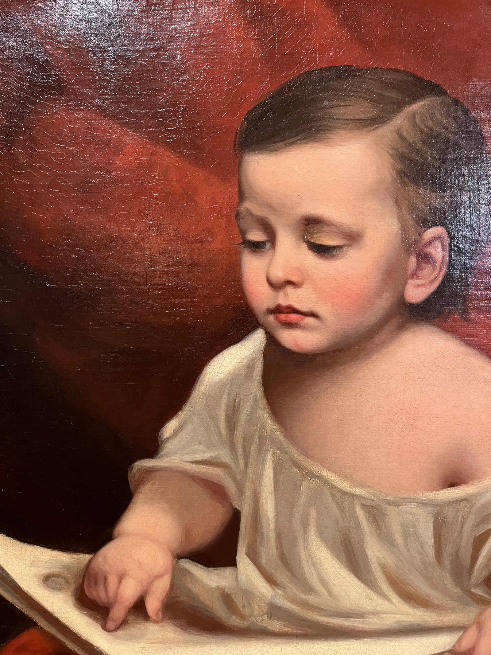 19th Century Painting of Young Boy Reading - 6