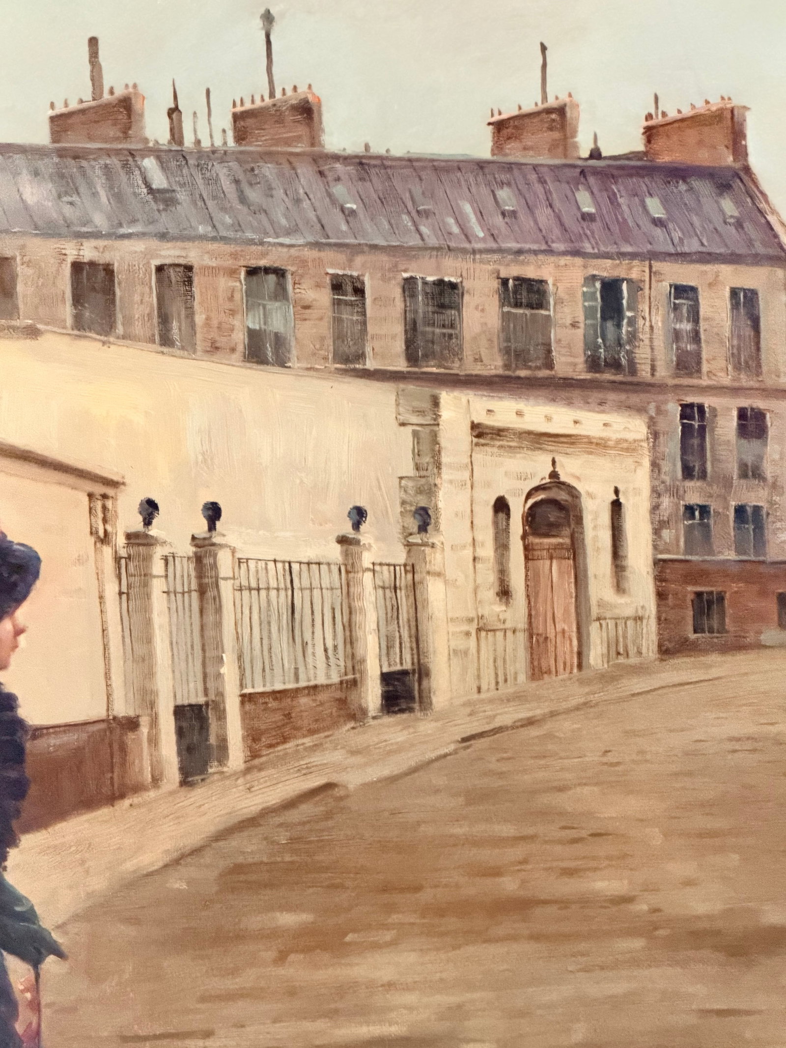 Large Vintage Parisian Street Scene Oil Painting of Victorian Woman in Ornate Gilt Frame - 16