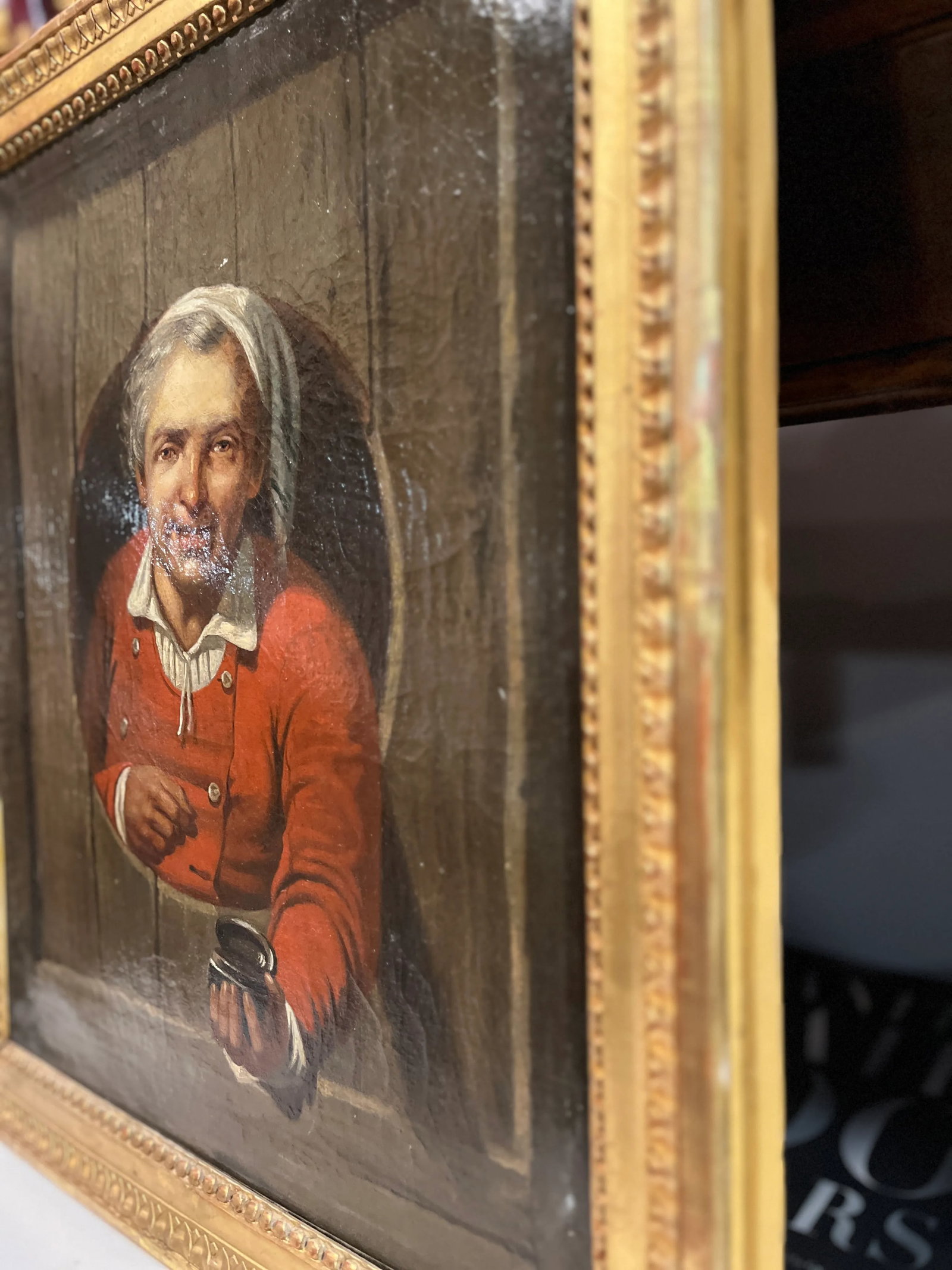 18th Century Trompe l'Oeil Oil Painting, "Le Prisuer" Framed. - 2