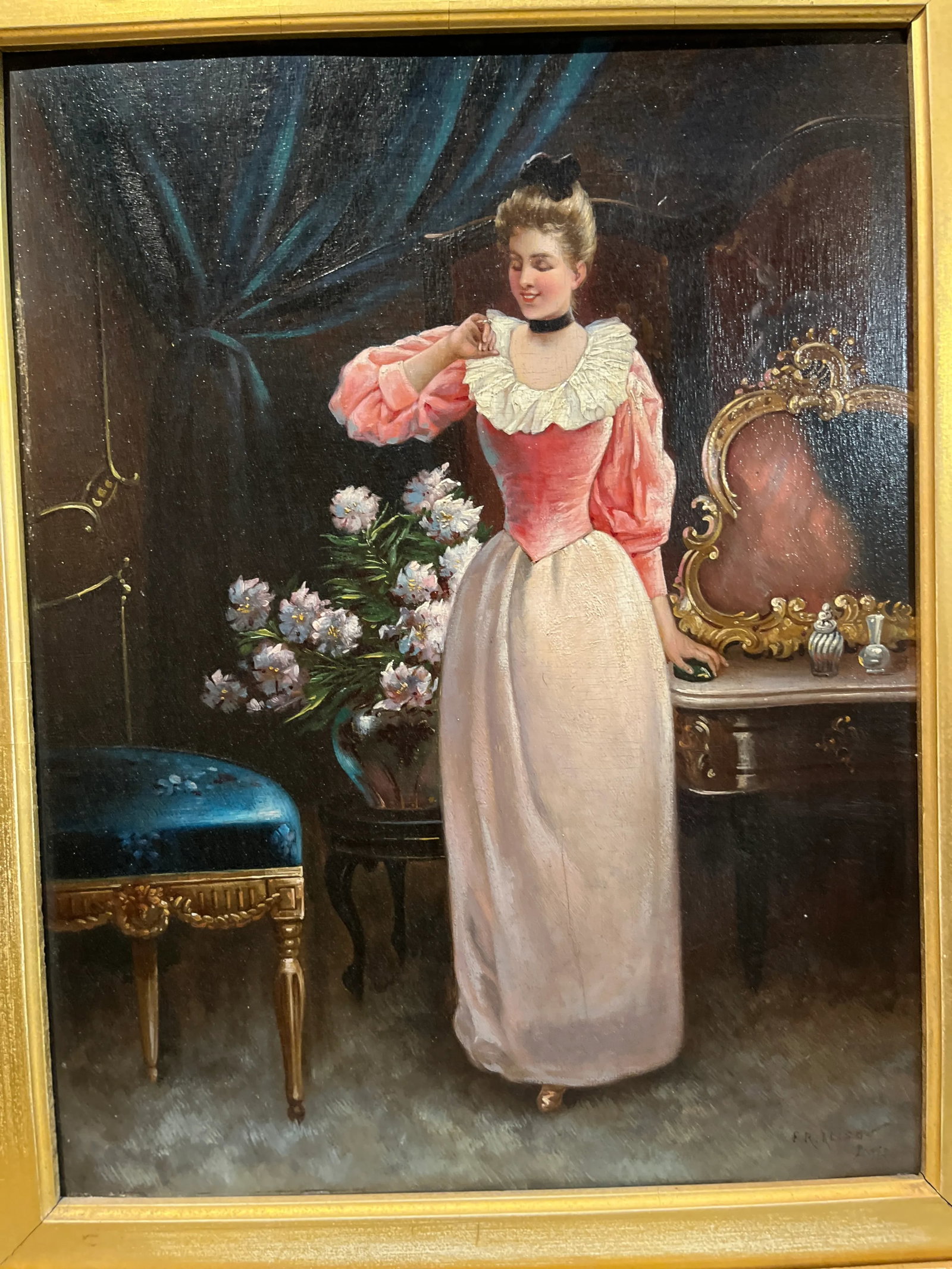 19th Century "Woman Admiring a Ring" by f.r. Alison - 2