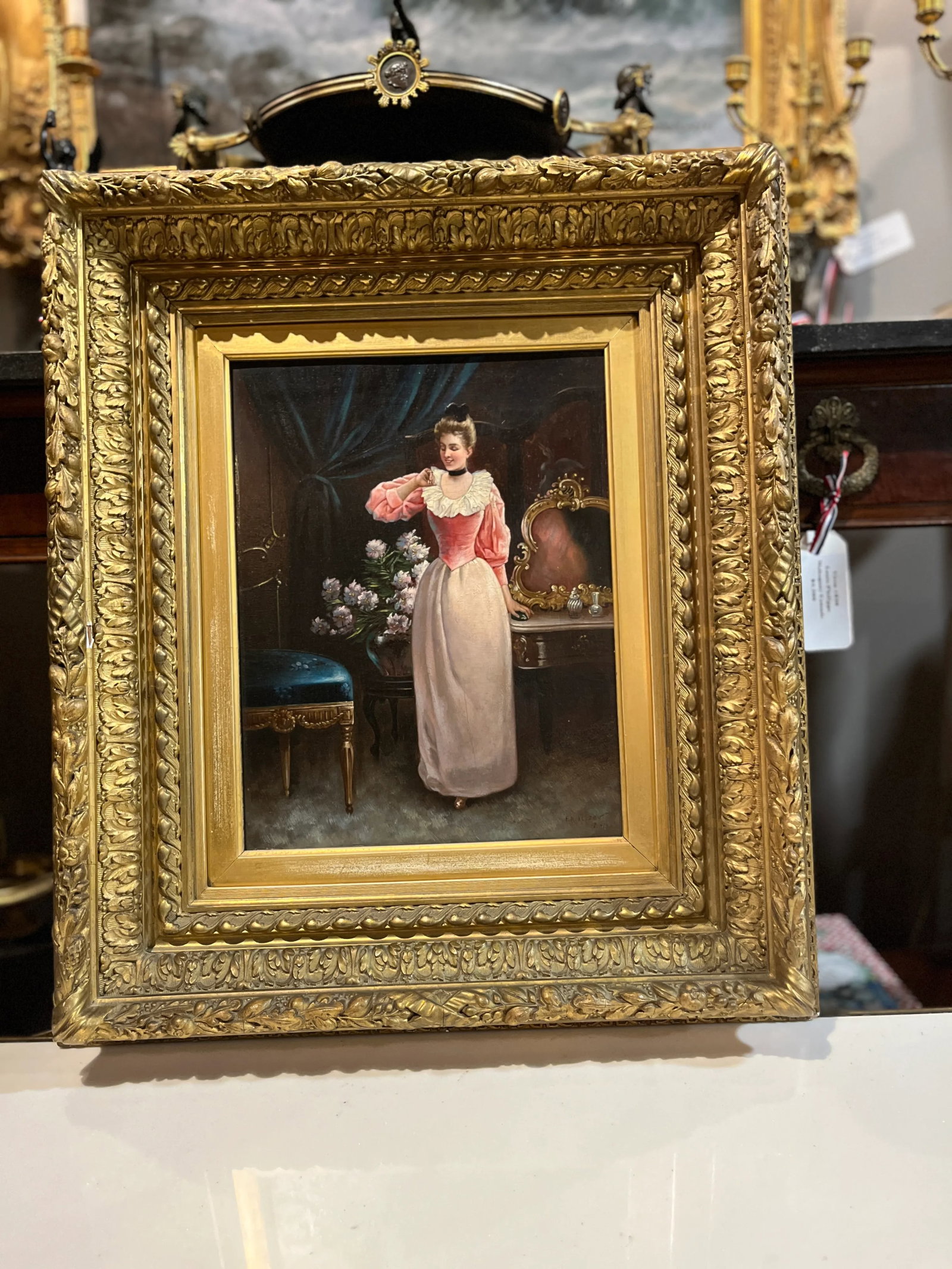 19th Century "Woman Admiring a Ring" by f.r. Alison - 7