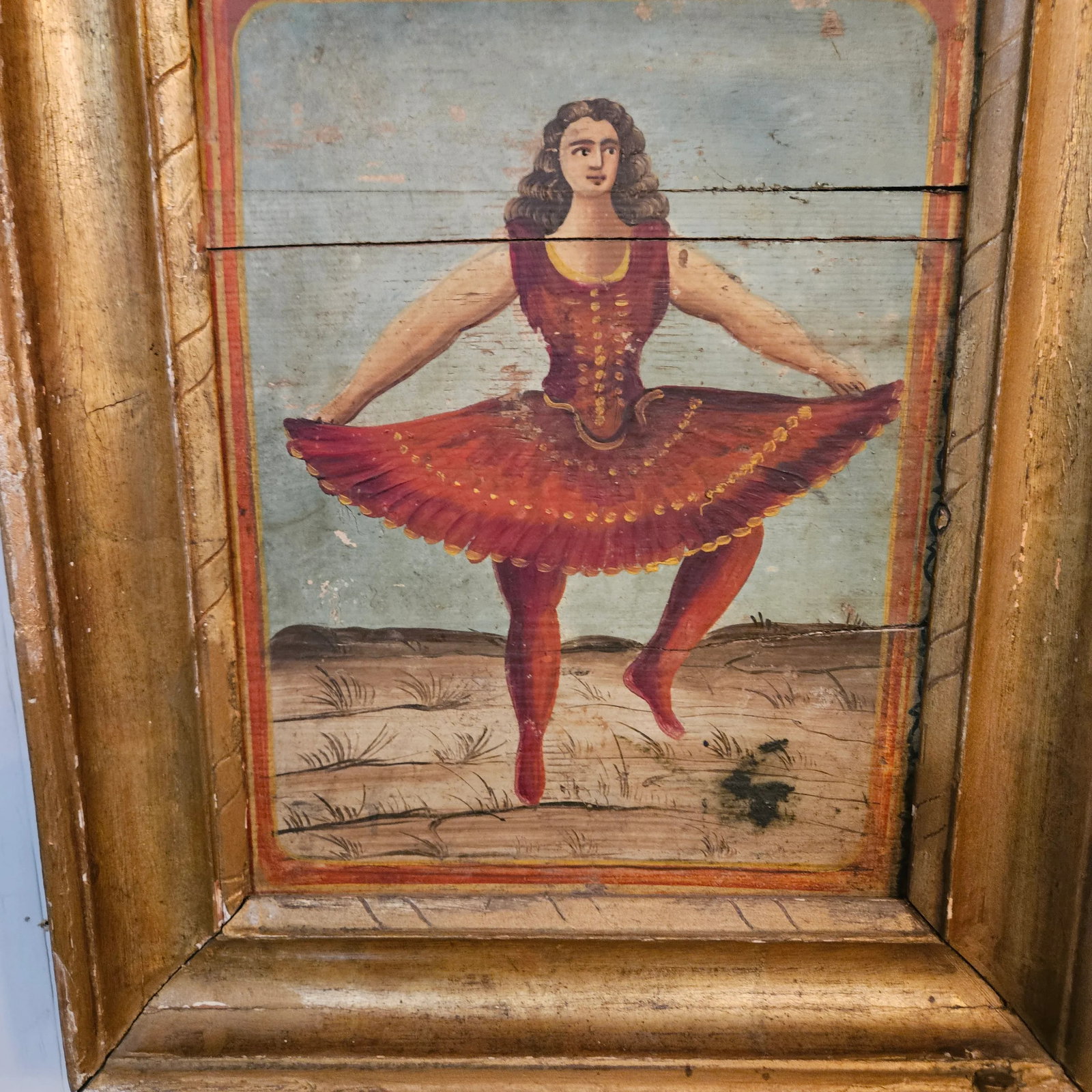 19th C Oil on Board French Portrait of Jules Leotard - 2